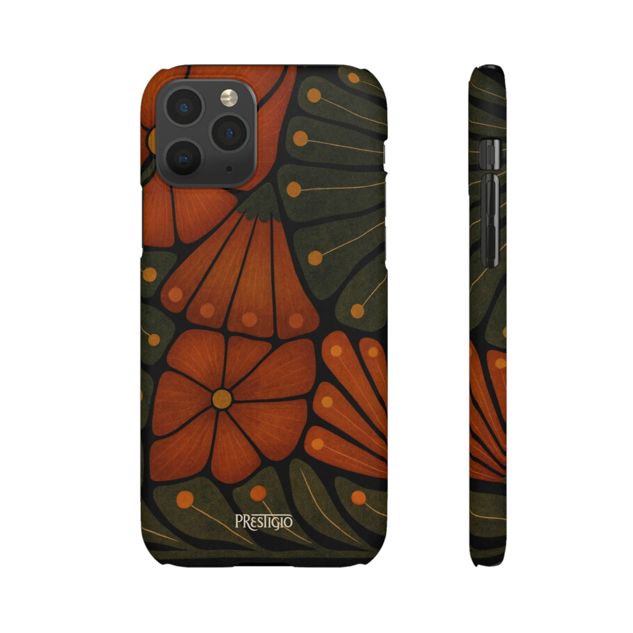 Floral Retro — Orange & Olive Vintage Bloom Snap Case