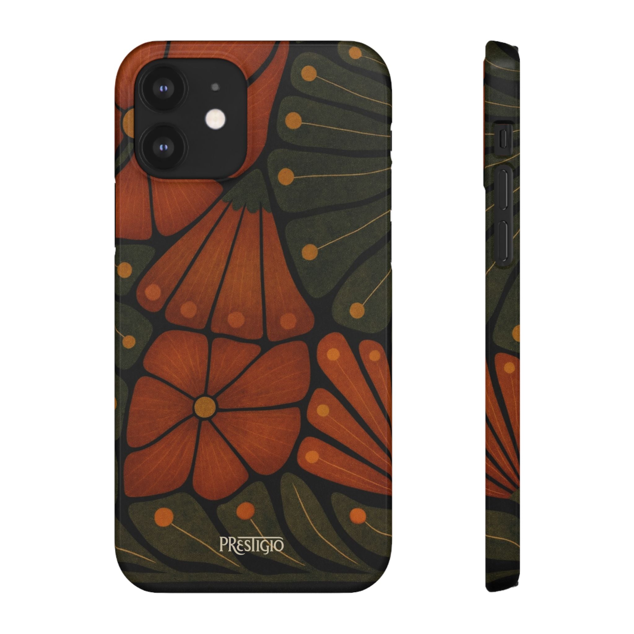 Floral Retro — Orange & Olive Vintage Bloom Snap Case