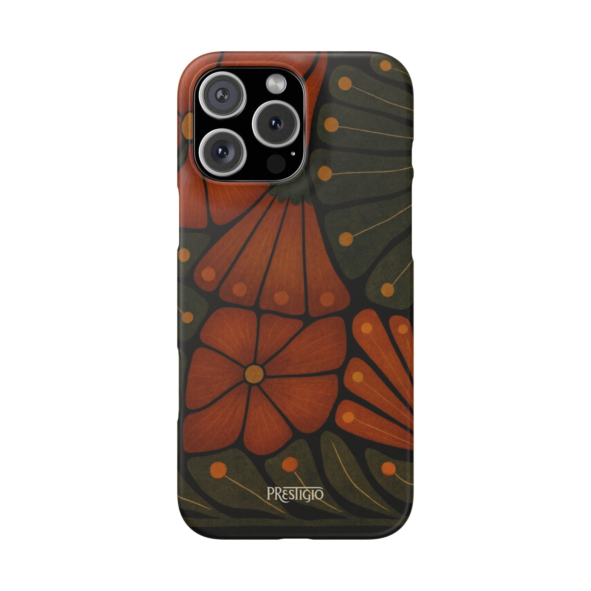 Floral Retro — Orange & Olive Vintage Bloom Snap Case