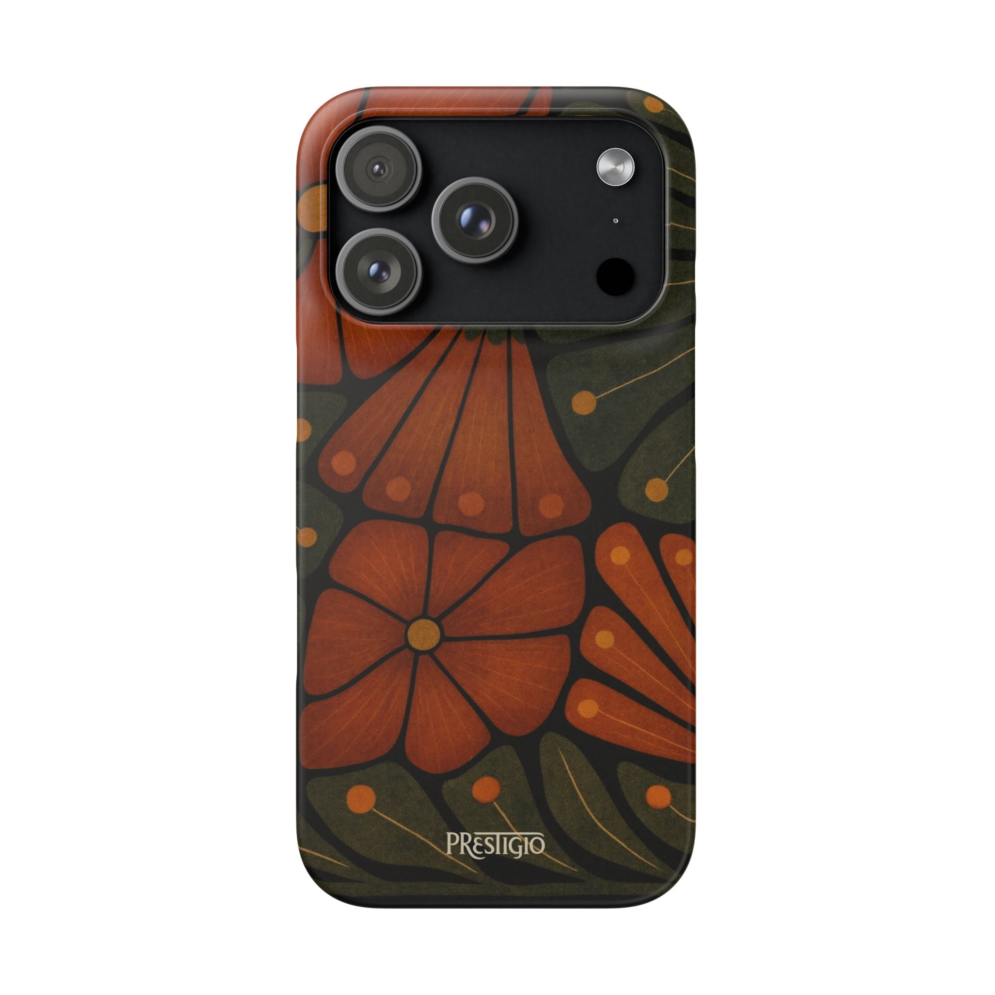 Floral Retro — Orange & Olive Vintage Bloom Snap Case