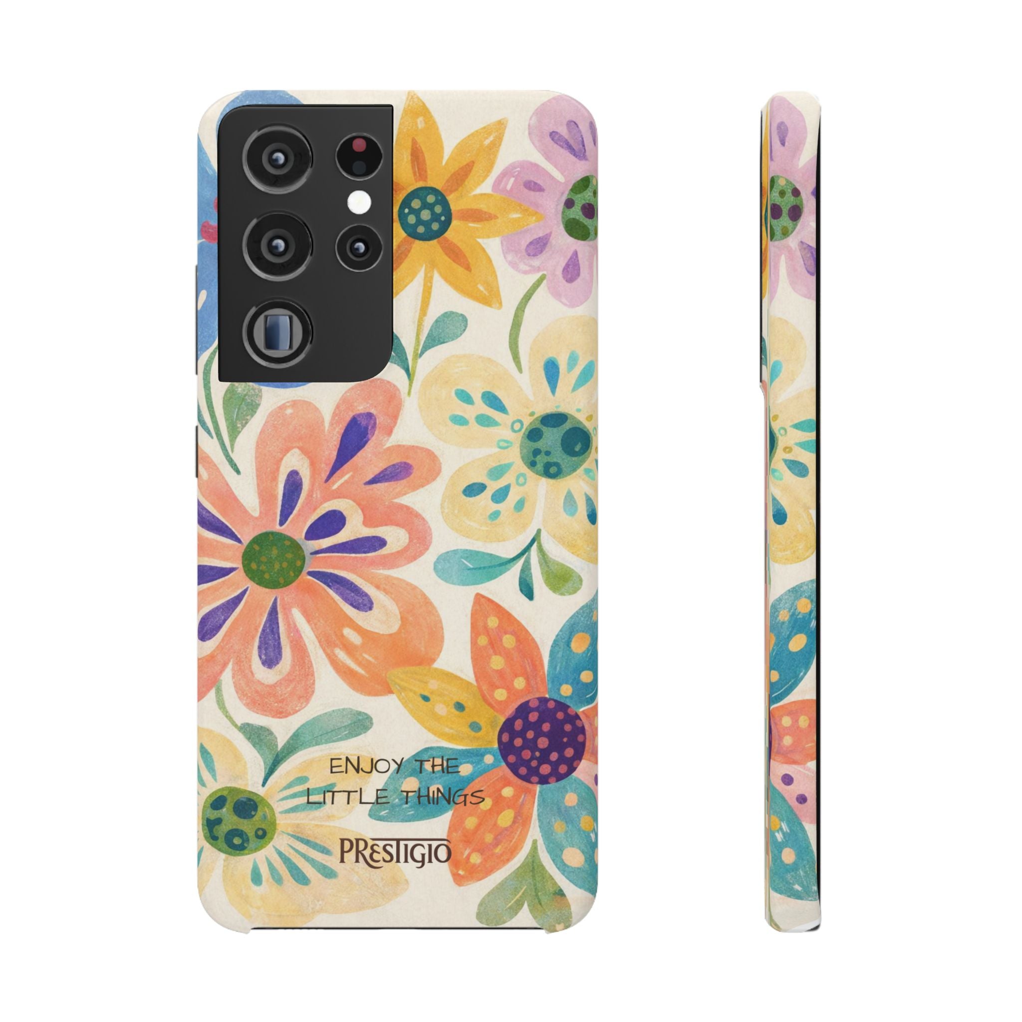 Floral Snap Case — "Enjoy the Little Things" Colorful Watercolor Flowers