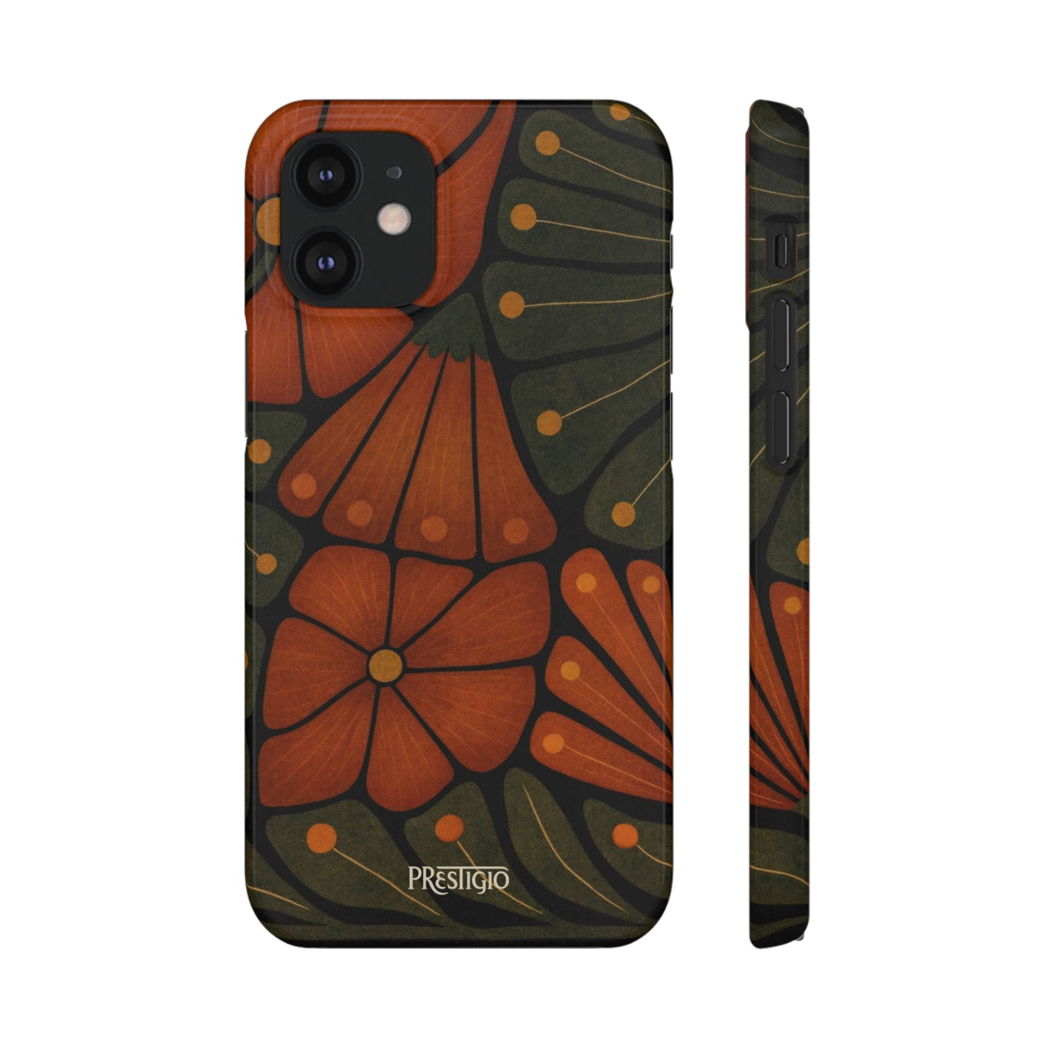 Floral Retro — Orange & Olive Vintage Bloom Snap Case