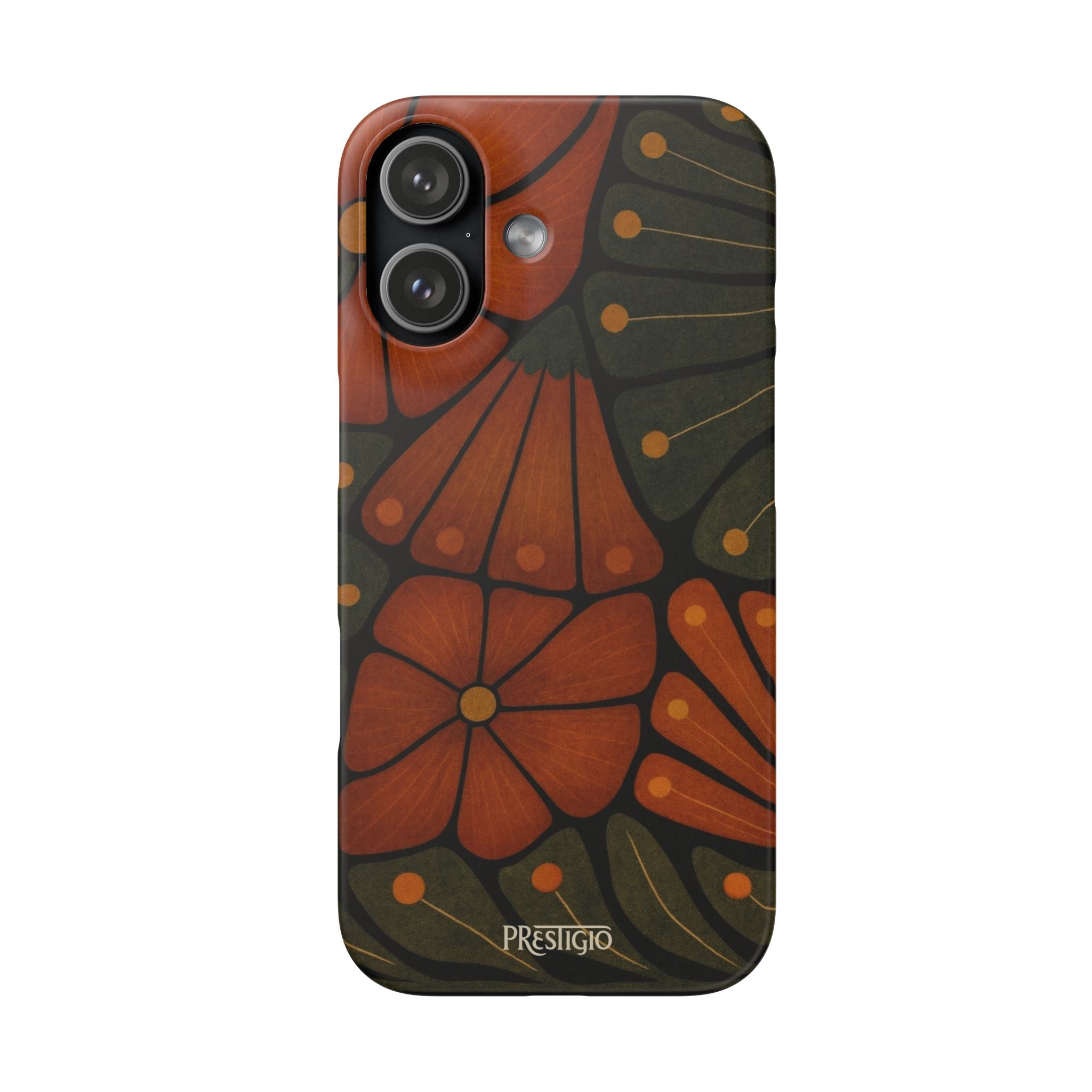 Floral Retro — Orange & Olive Vintage Bloom Snap Case
