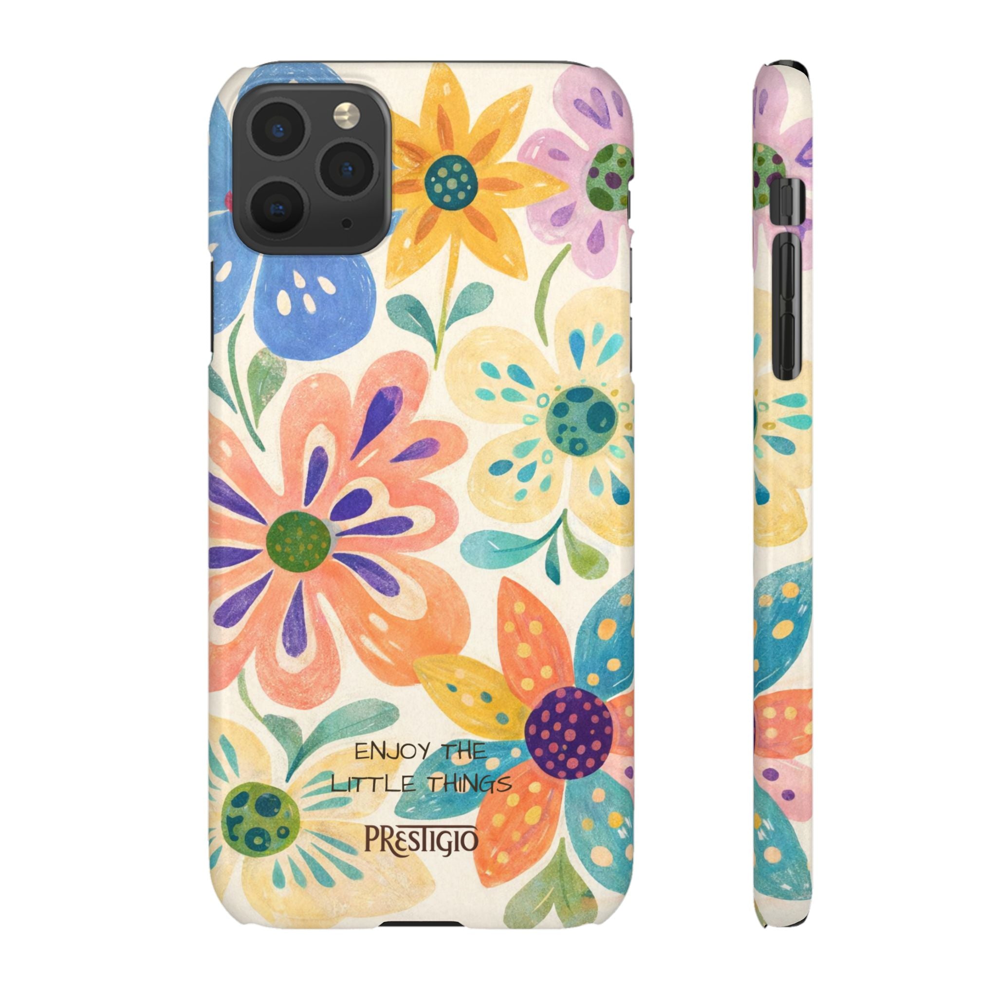 Floral Snap Case — "Enjoy the Little Things" Colorful Watercolor Flowers