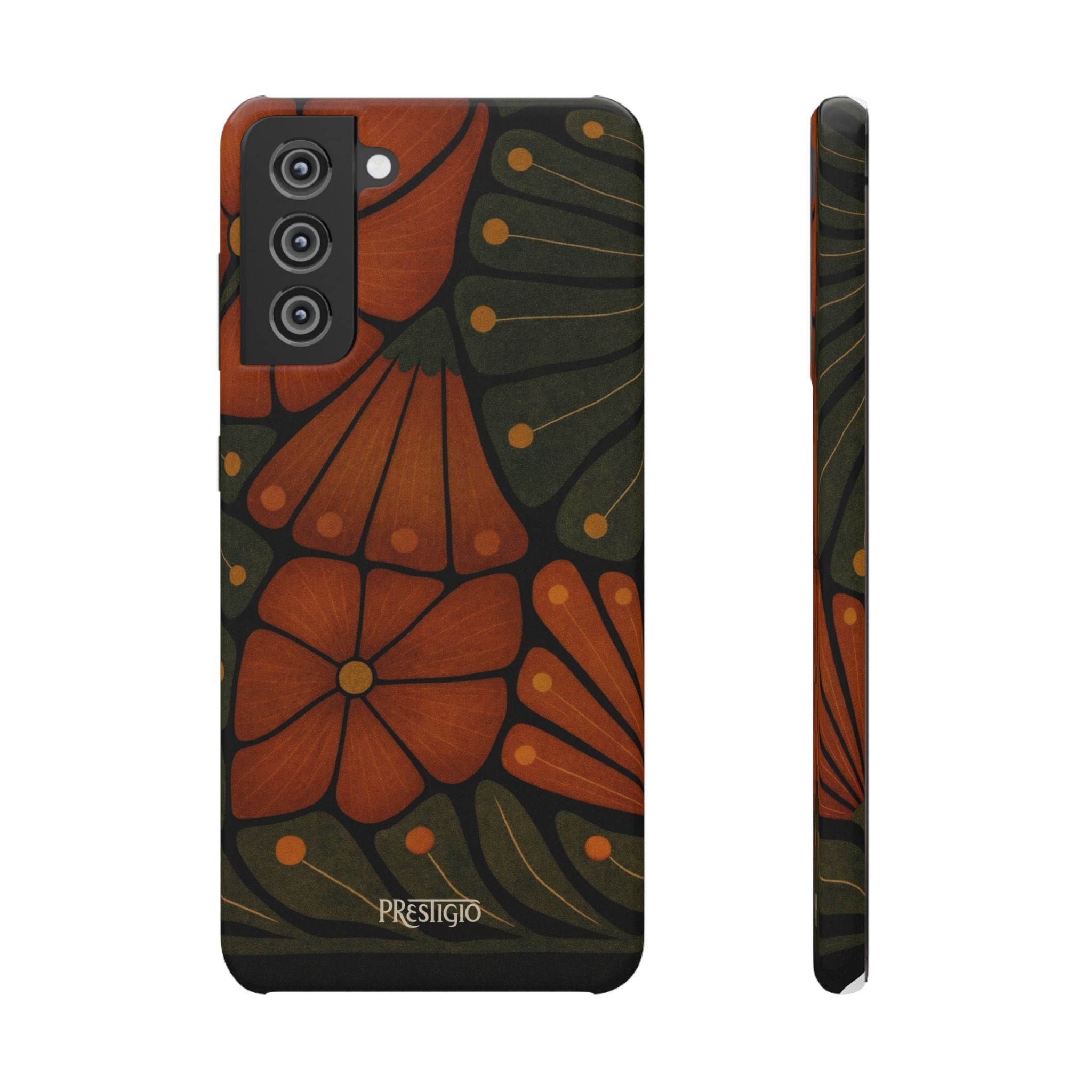 Floral Retro — Orange & Olive Vintage Bloom Snap Case