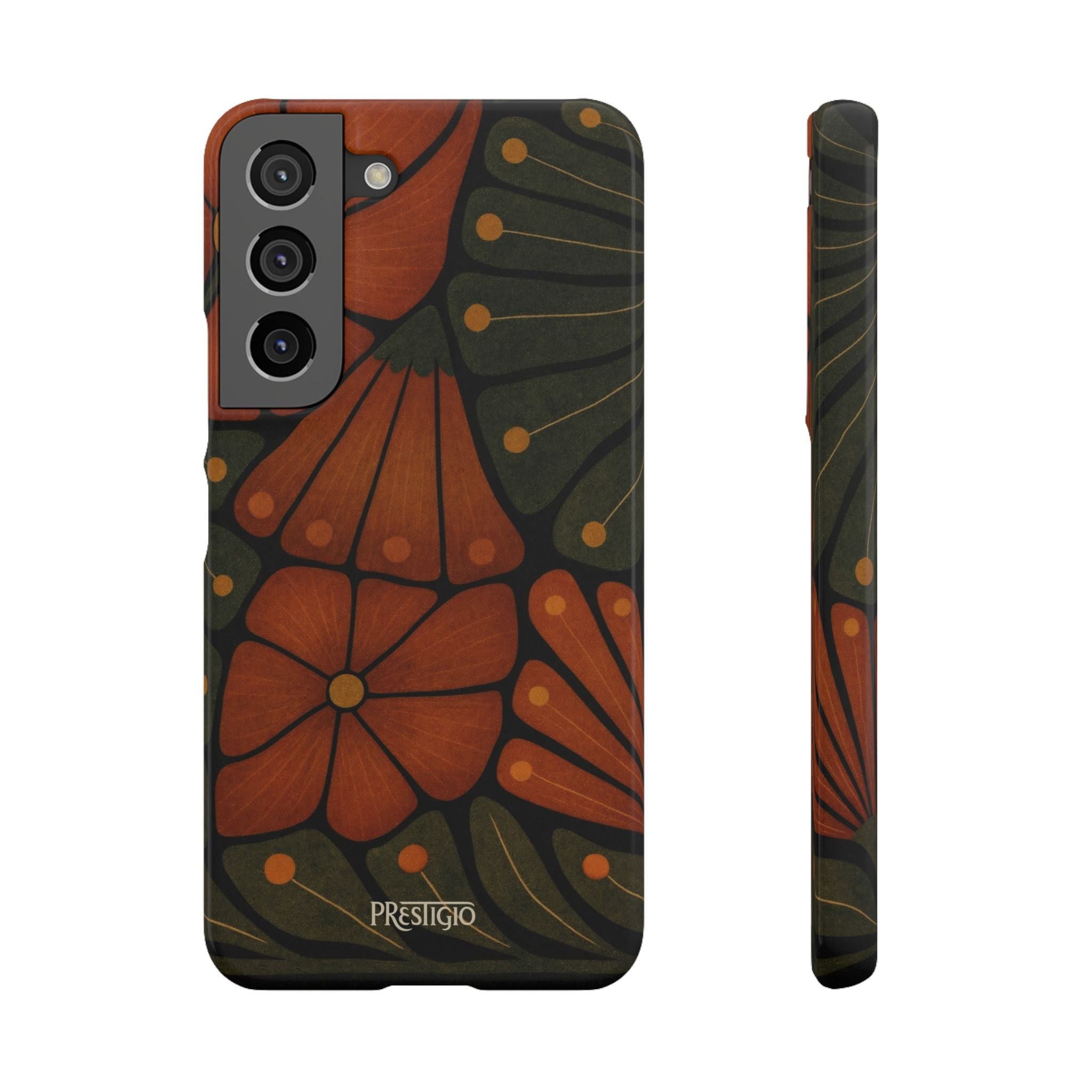 Floral Retro — Orange & Olive Vintage Bloom Snap Case