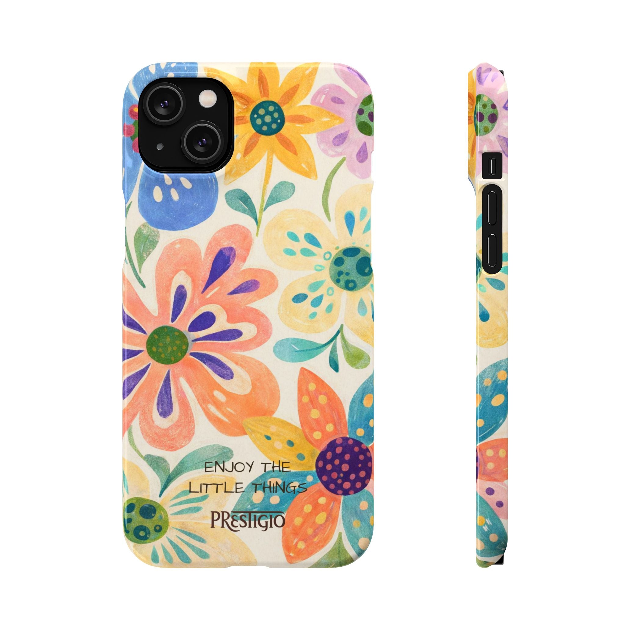 Floral Snap Case — "Enjoy the Little Things" Colorful Watercolor Flowers