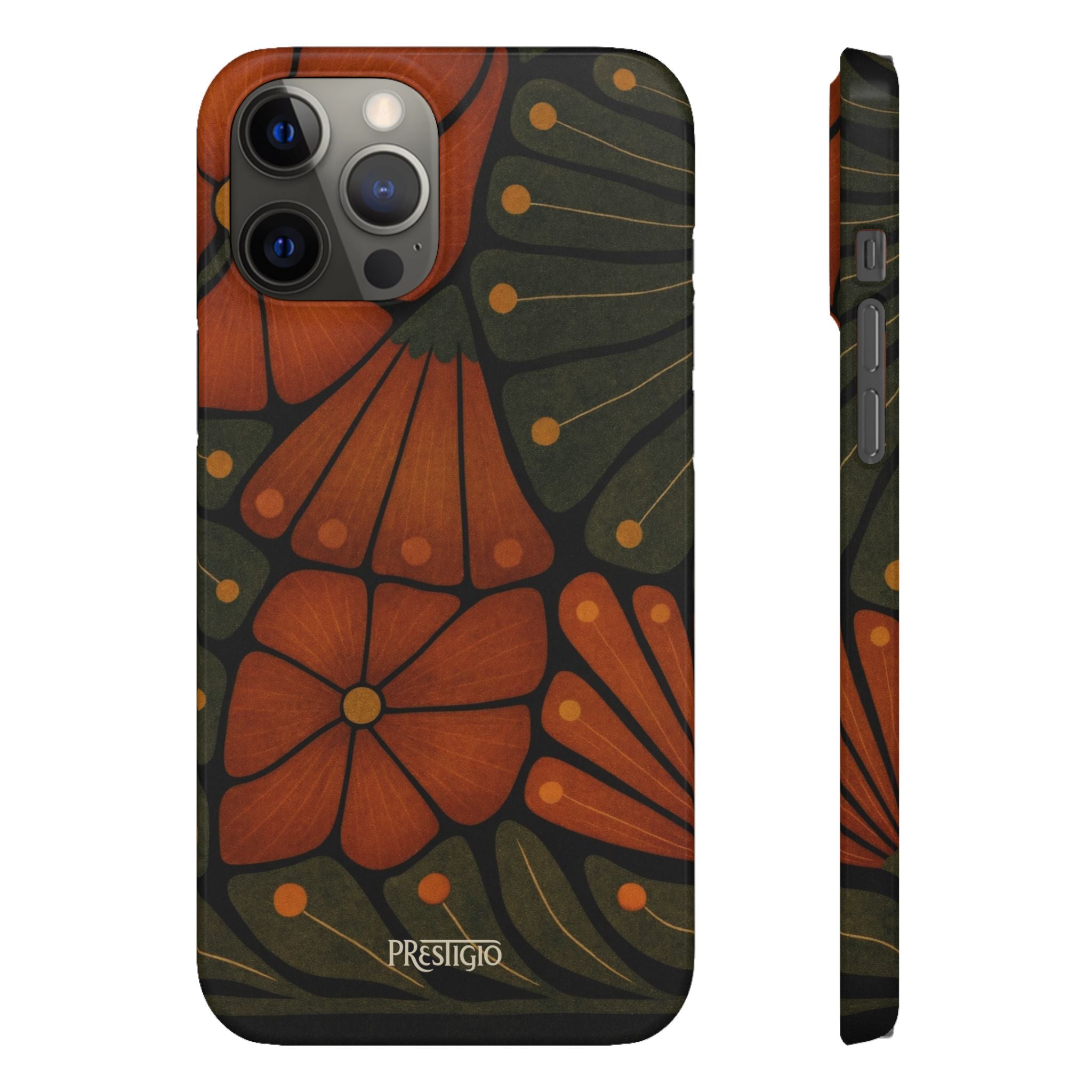 Floral Retro — Orange & Olive Vintage Bloom Snap Case