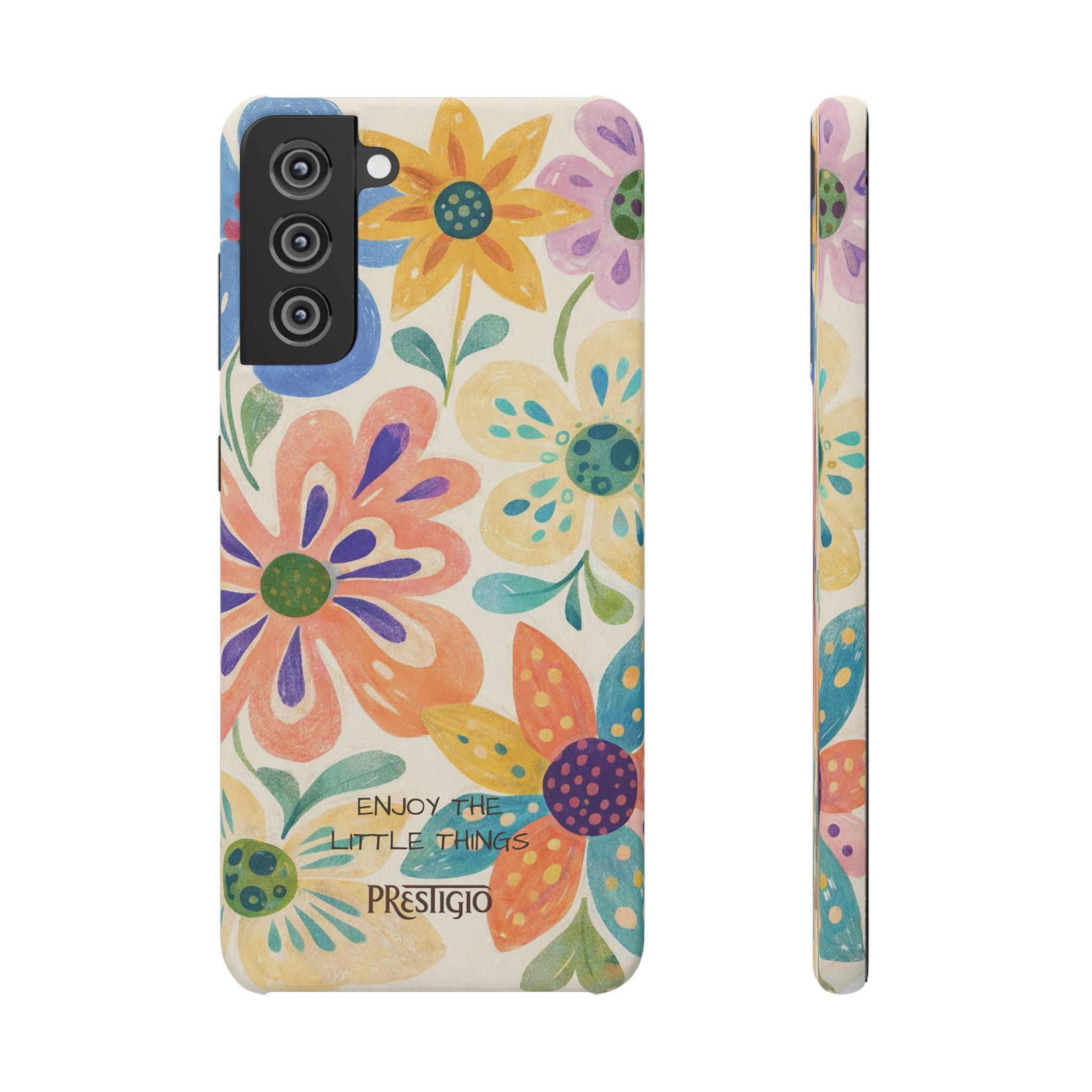Floral Snap Case — "Enjoy the Little Things" Colorful Watercolor Flowers