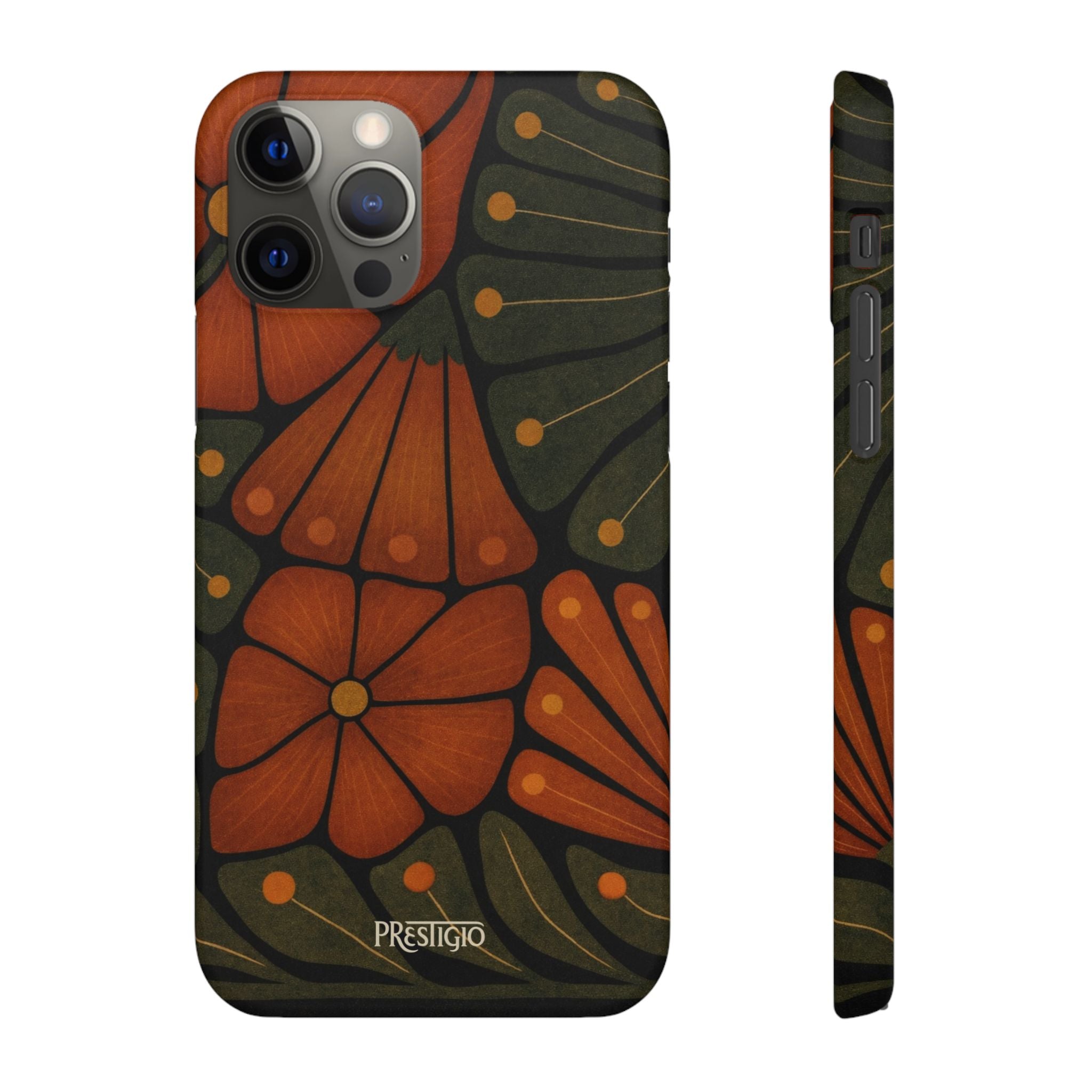Floral Retro — Orange & Olive Vintage Bloom Snap Case