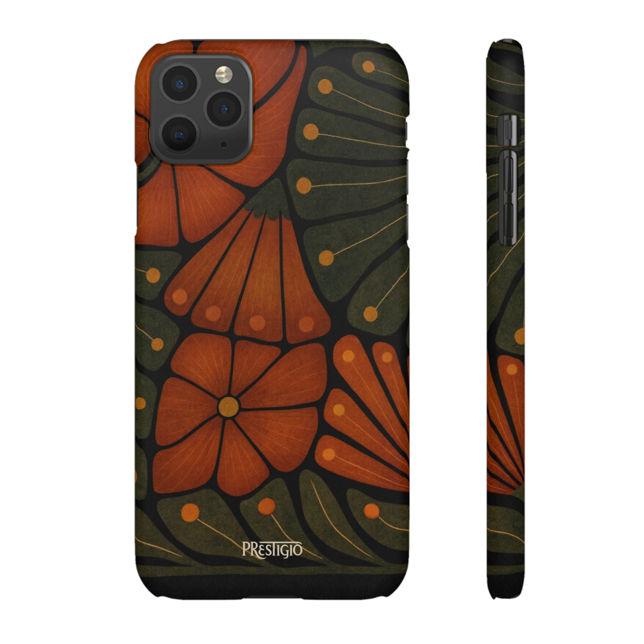 Floral Retro — Orange & Olive Vintage Bloom Snap Case