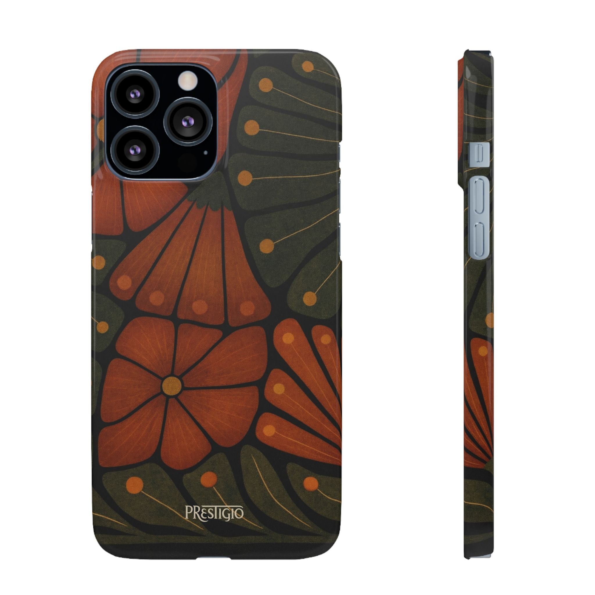Floral Retro — Orange & Olive Vintage Bloom Snap Case