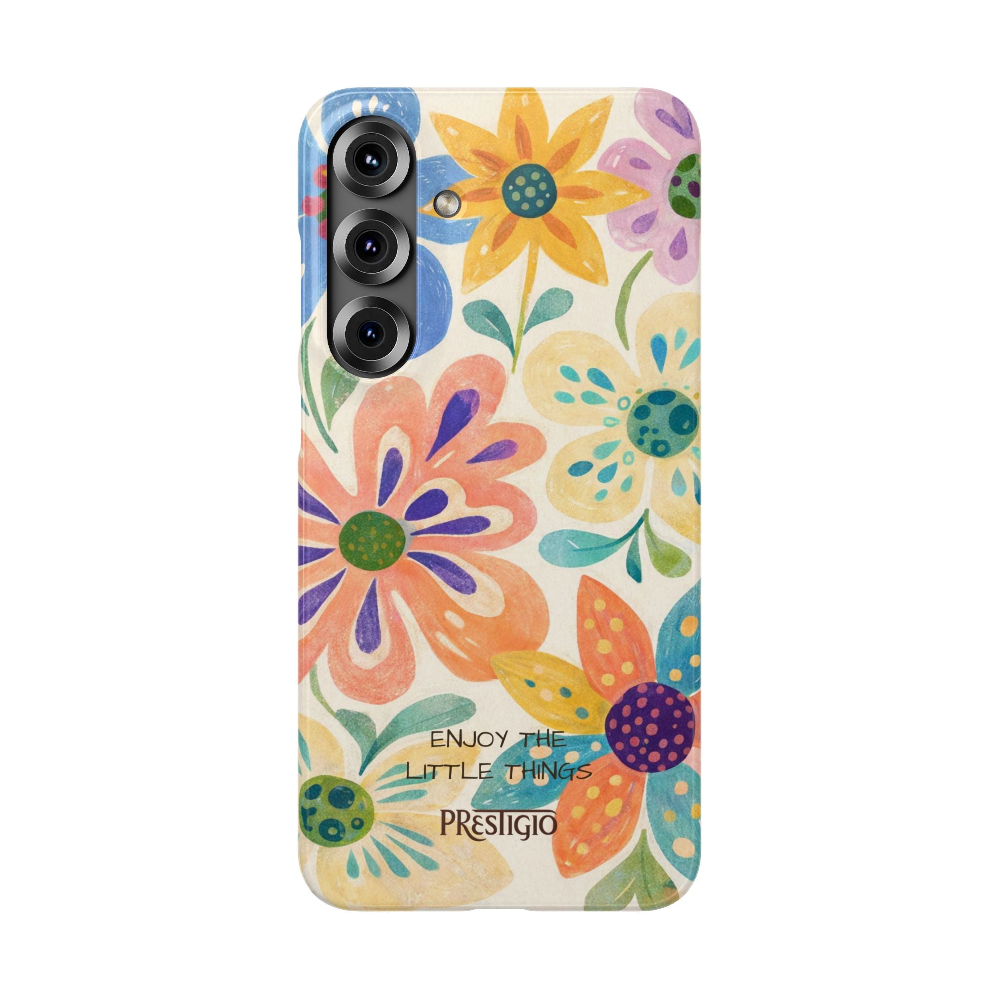 Floral Snap Case — "Enjoy the Little Things" Colorful Watercolor Flowers