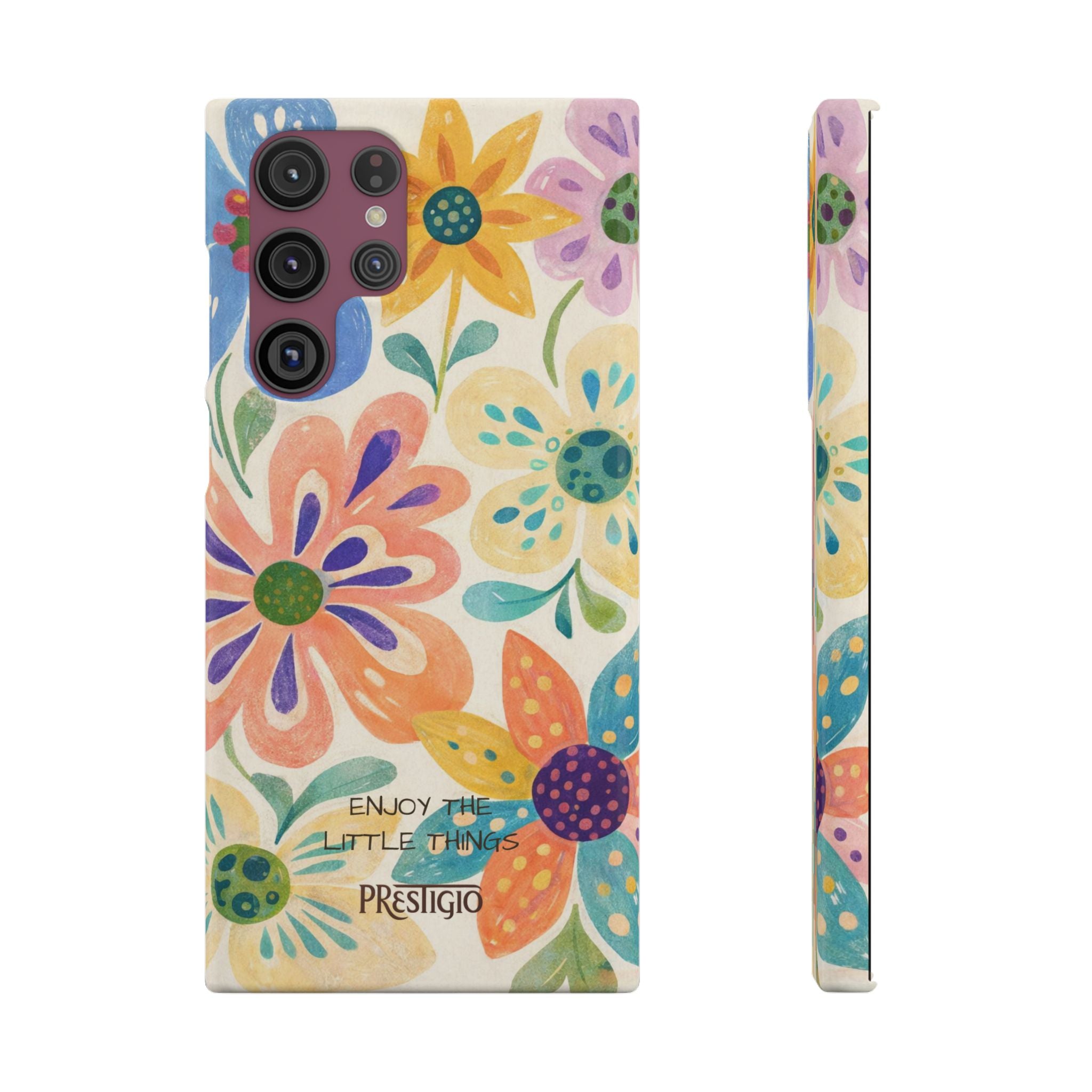 Floral Snap Case — "Enjoy the Little Things" Colorful Watercolor Flowers