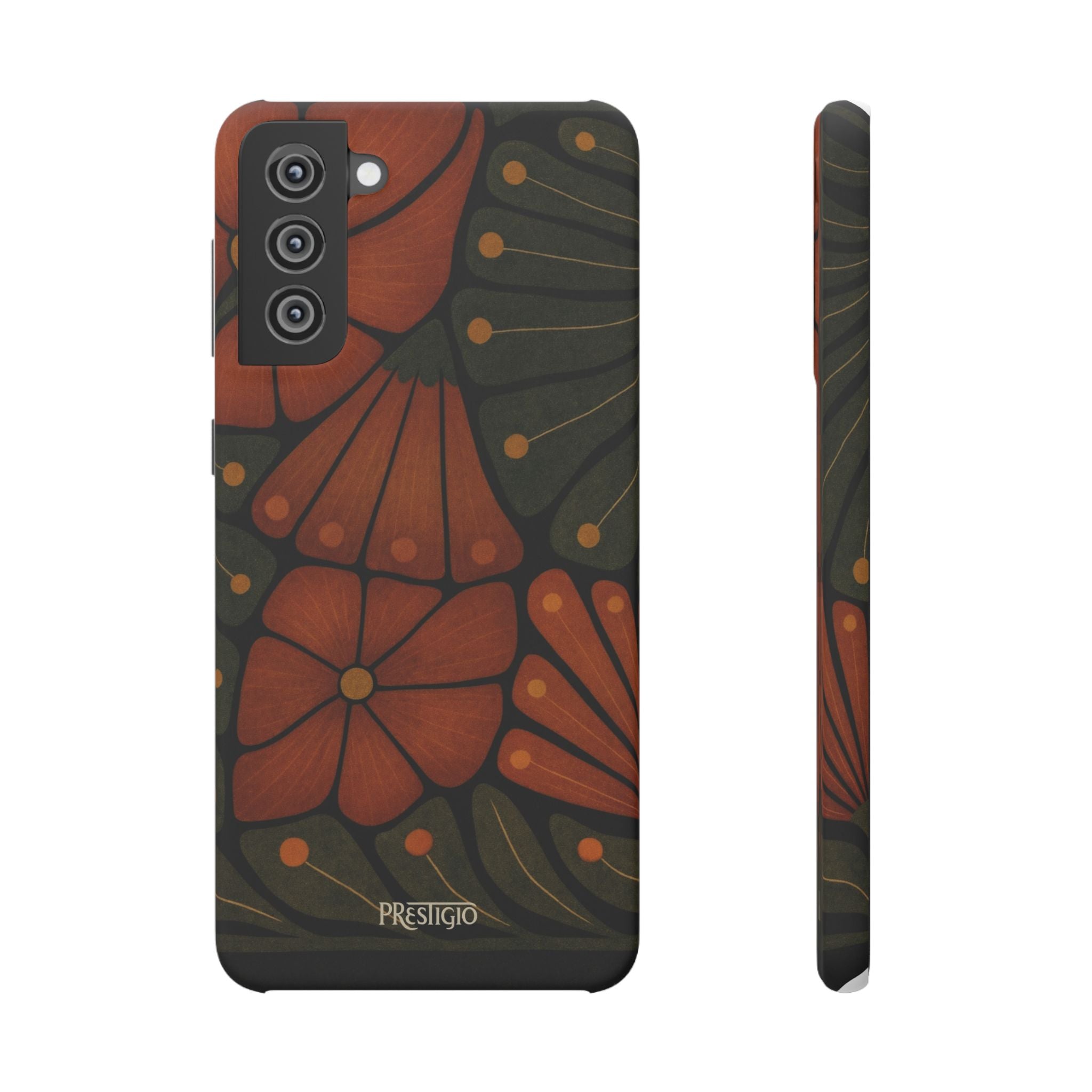 Floral Retro — Orange & Olive Vintage Bloom Snap Case