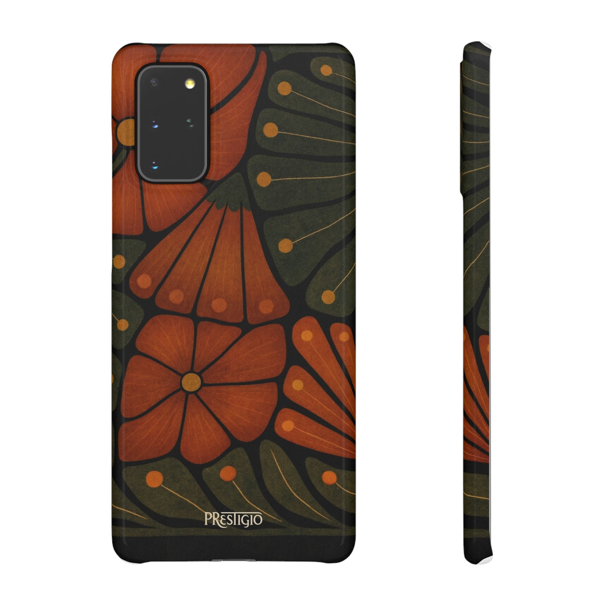 Floral Retro — Orange & Olive Vintage Bloom Snap Case
