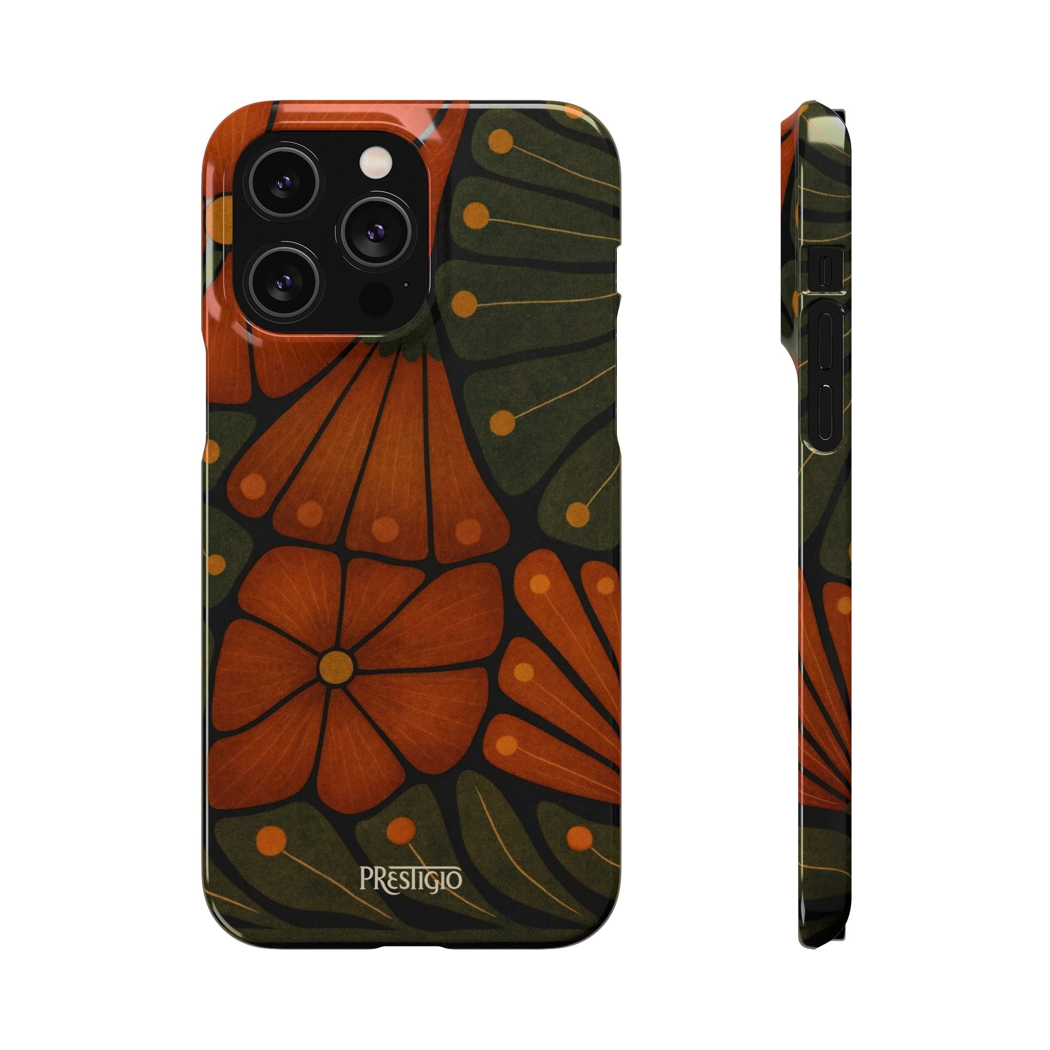 Floral Retro — Orange & Olive Vintage Bloom Snap Case