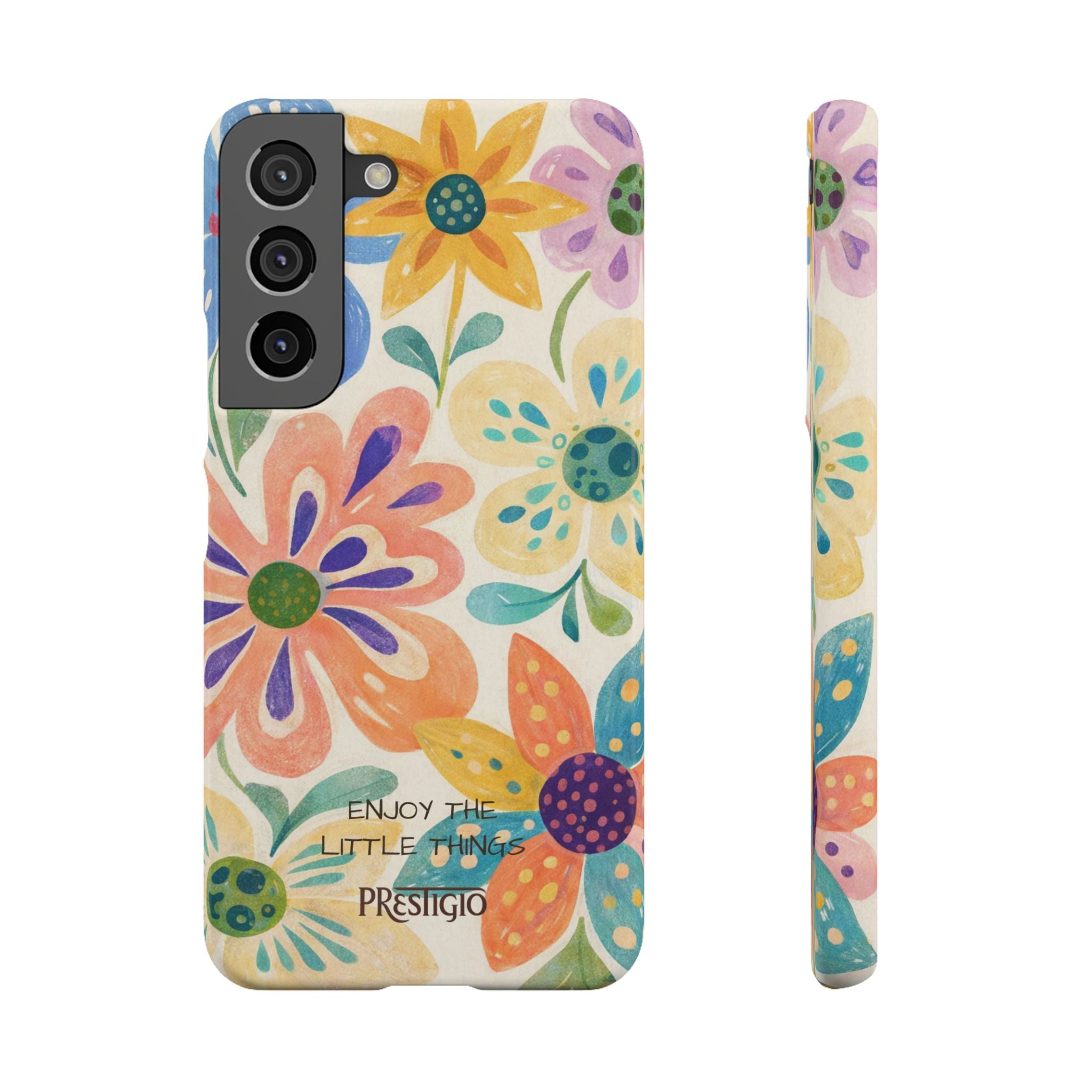 Floral Snap Case — "Enjoy the Little Things" Colorful Watercolor Flowers
