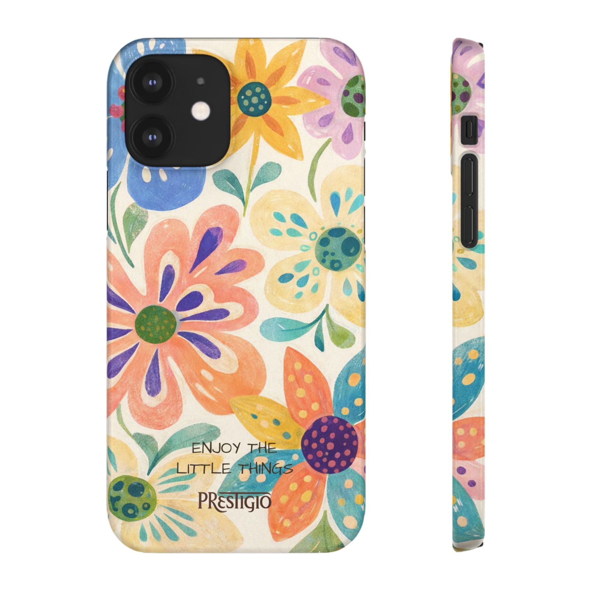 Floral Snap Case — "Enjoy the Little Things" Colorful Watercolor Flowers