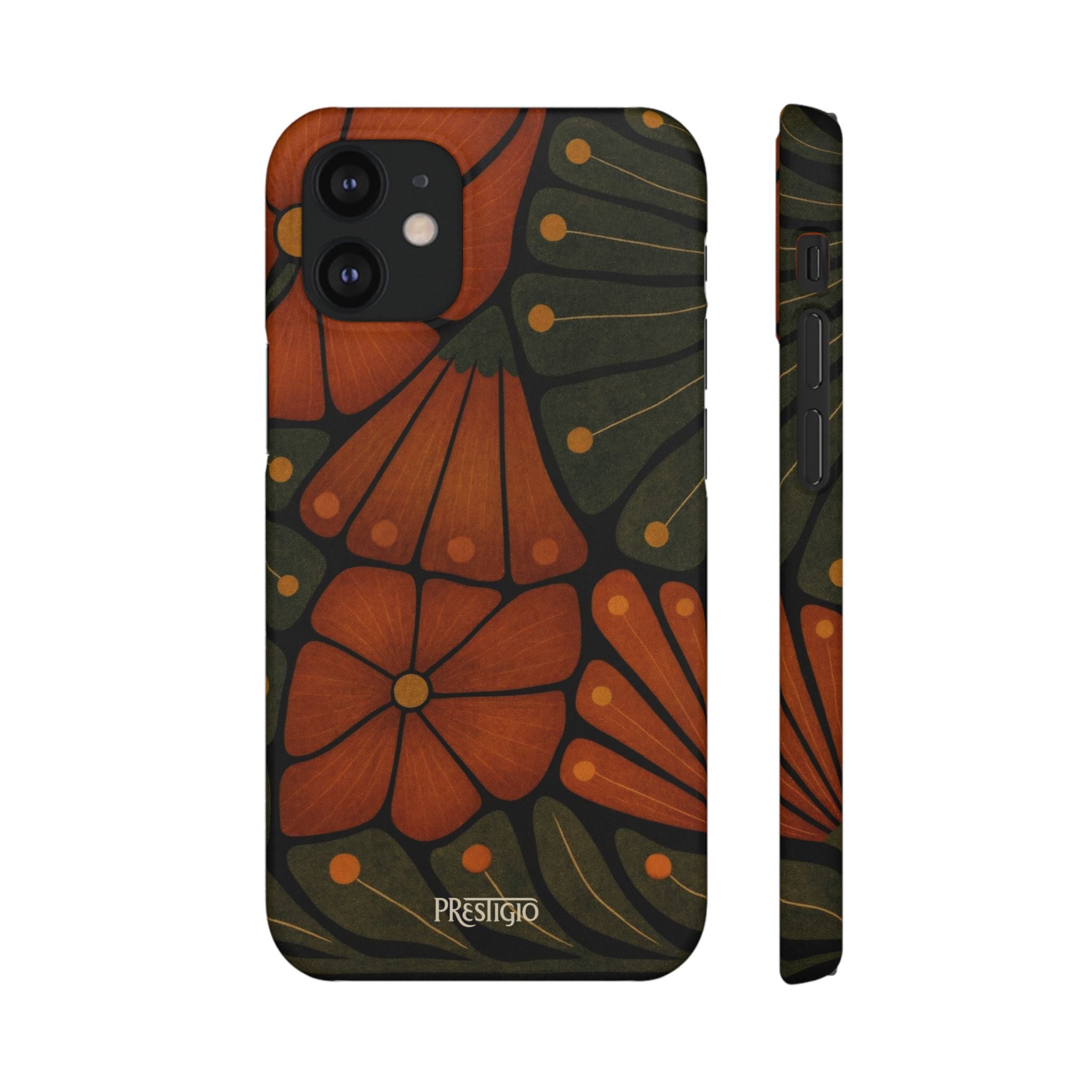 Floral Retro — Orange & Olive Vintage Bloom Snap Case