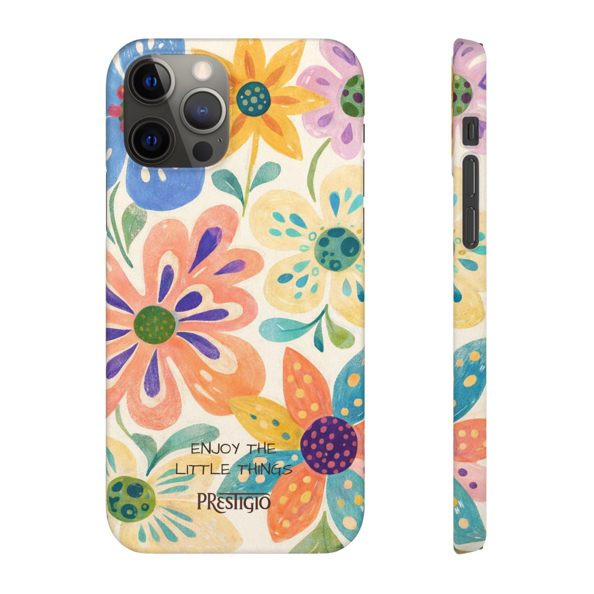 Floral Snap Case — "Enjoy the Little Things" Colorful Watercolor Flowers