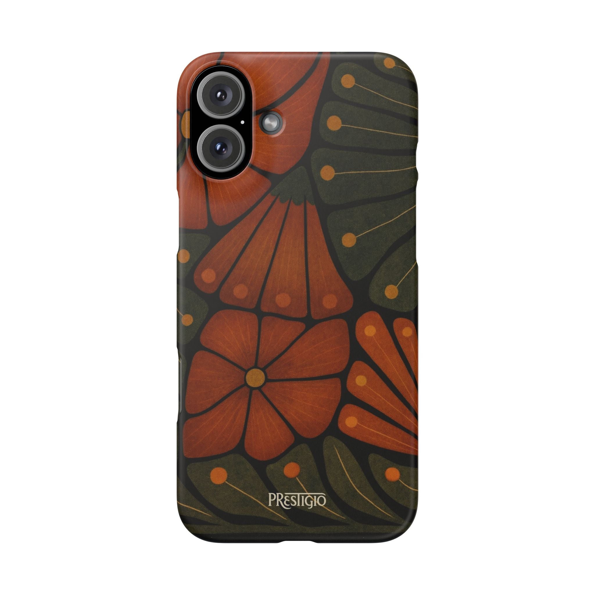Floral Retro — Orange & Olive Vintage Bloom Snap Case