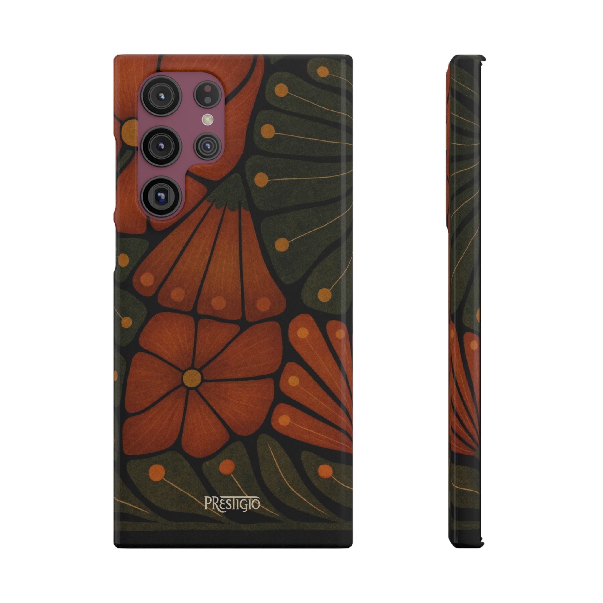 Floral Retro — Orange & Olive Vintage Bloom Snap Case