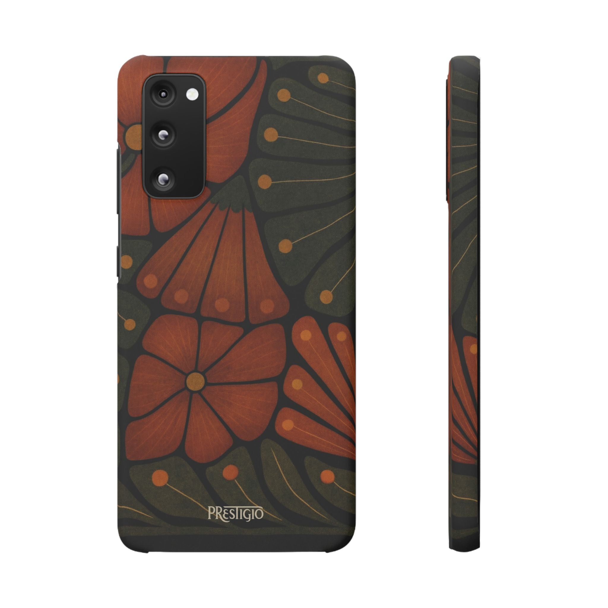 Floral Retro — Orange & Olive Vintage Bloom Snap Case
