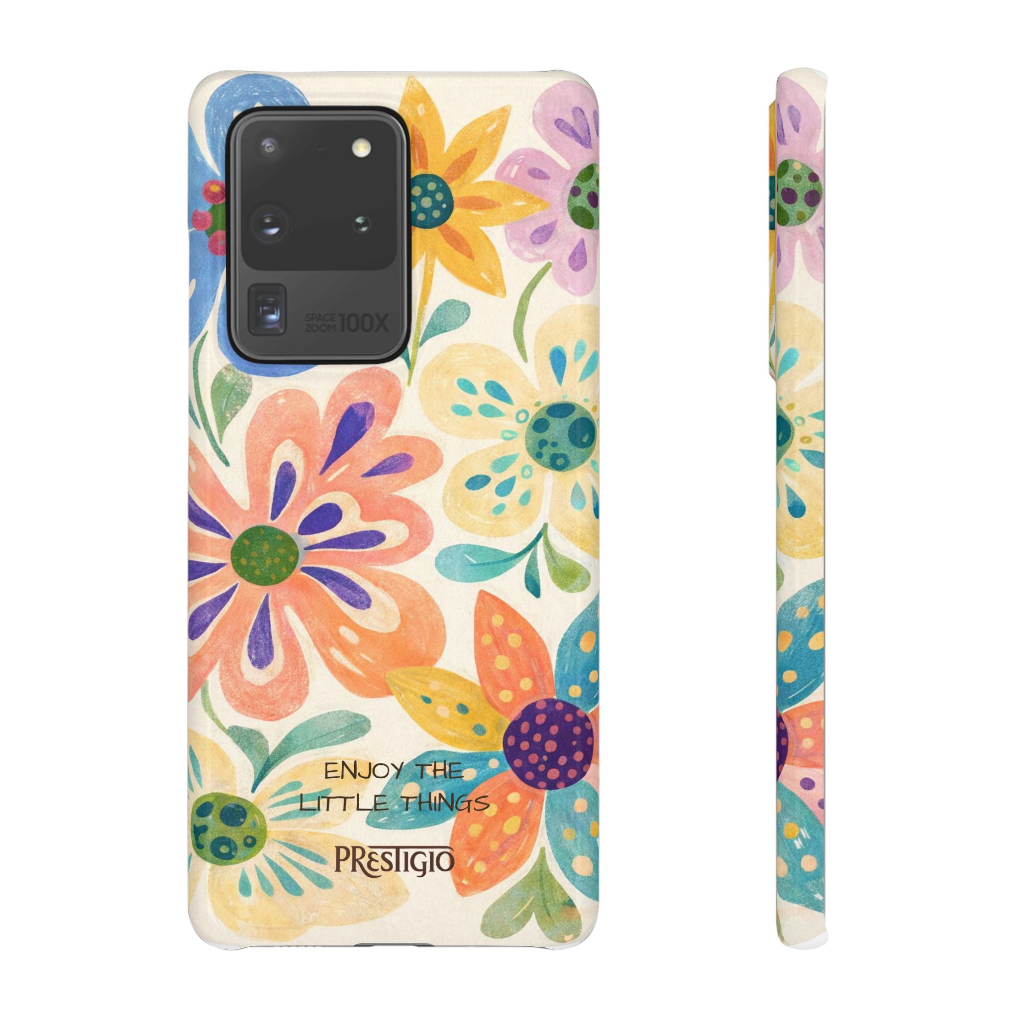Floral Snap Case — "Enjoy the Little Things" Colorful Watercolor Flowers