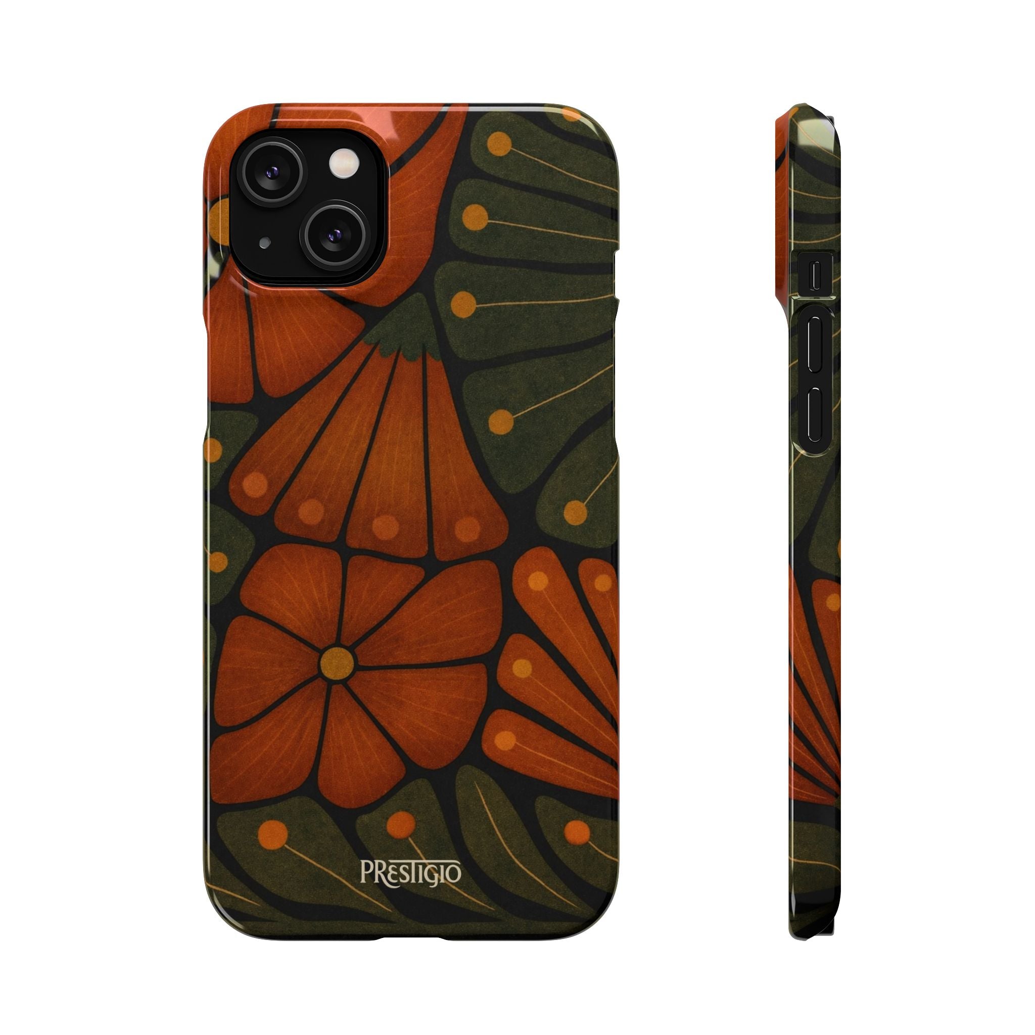 Floral Retro — Orange & Olive Vintage Bloom Snap Case
