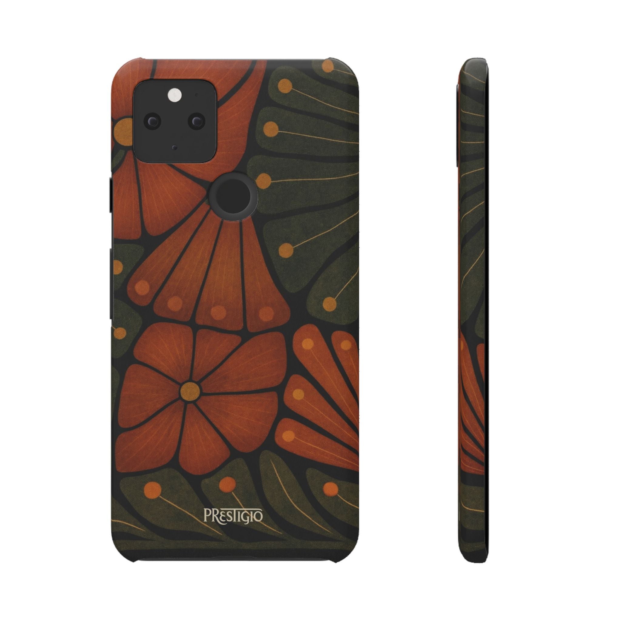 Floral Retro — Orange & Olive Vintage Bloom Snap Case