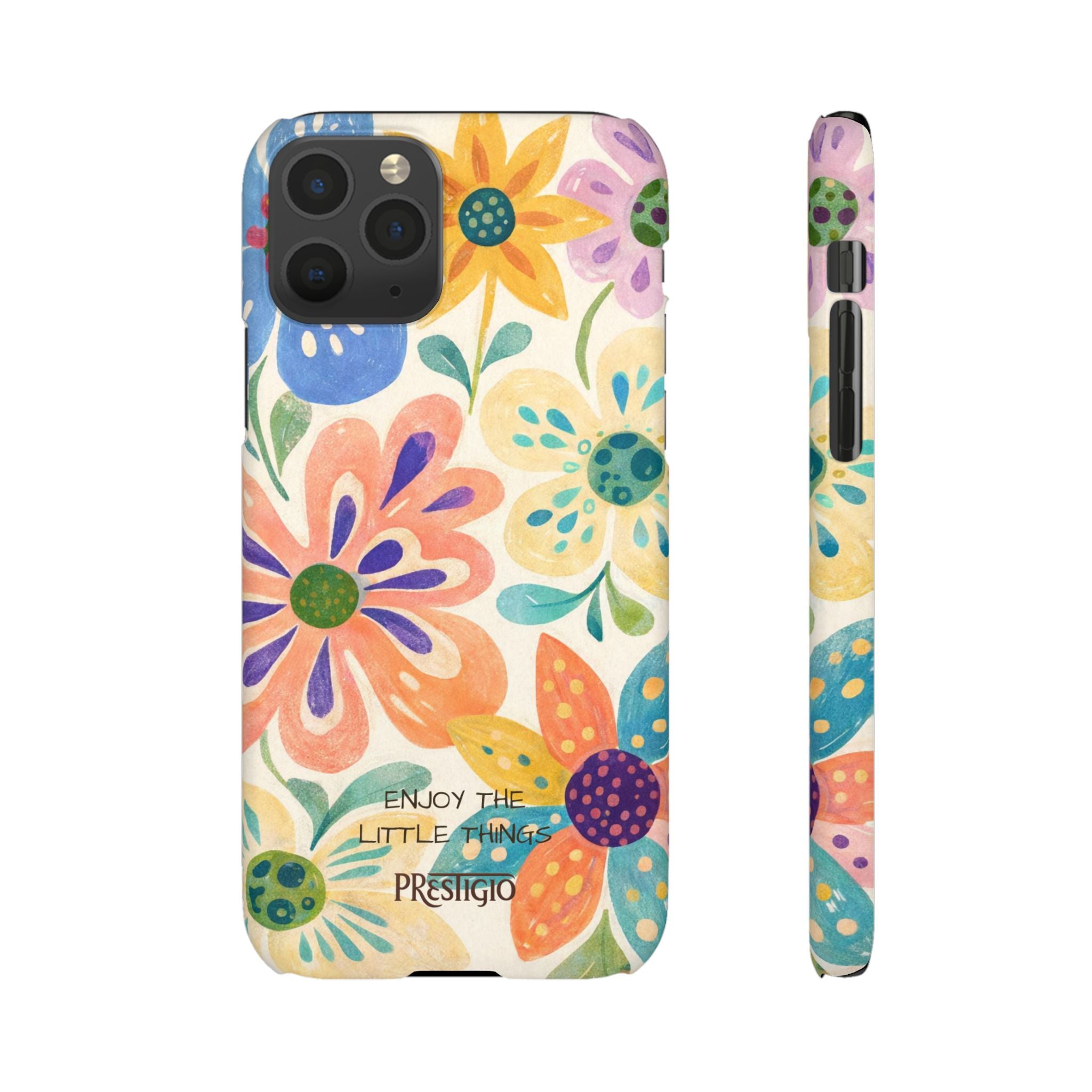 Floral Snap Case — "Enjoy the Little Things" Colorful Watercolor Flowers
