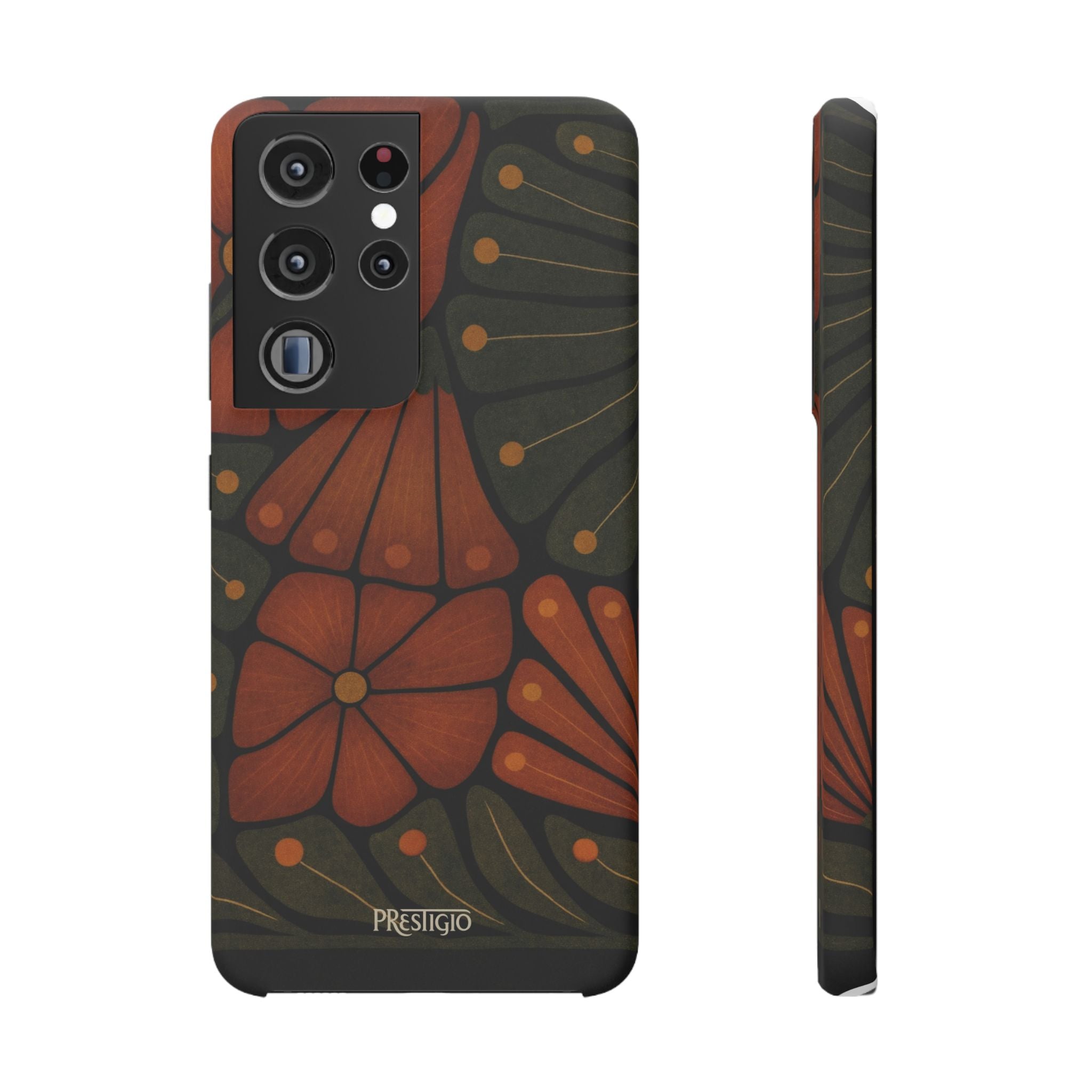 Floral Retro — Orange & Olive Vintage Bloom Snap Case