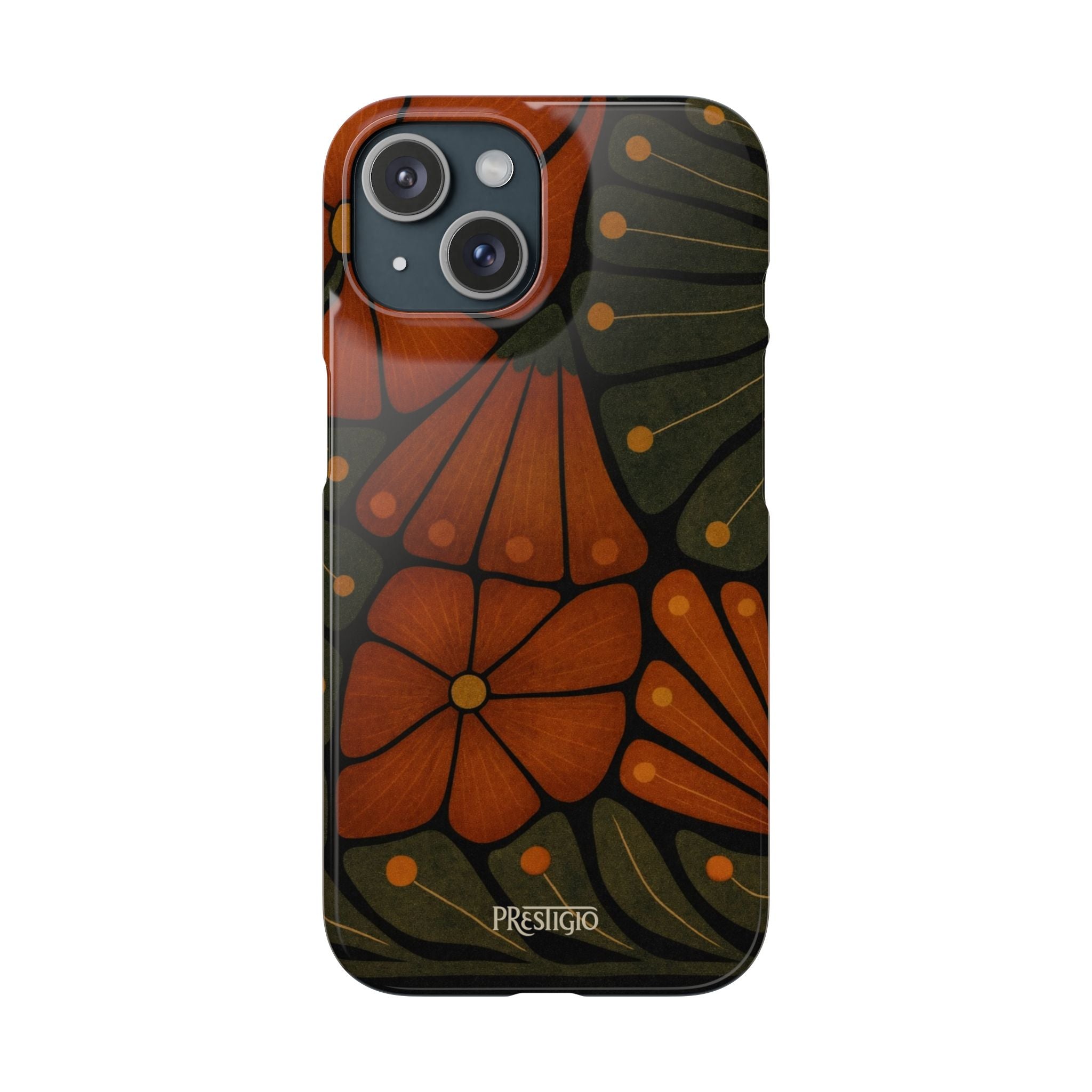 Floral Retro — Orange & Olive Vintage Bloom Snap Case
