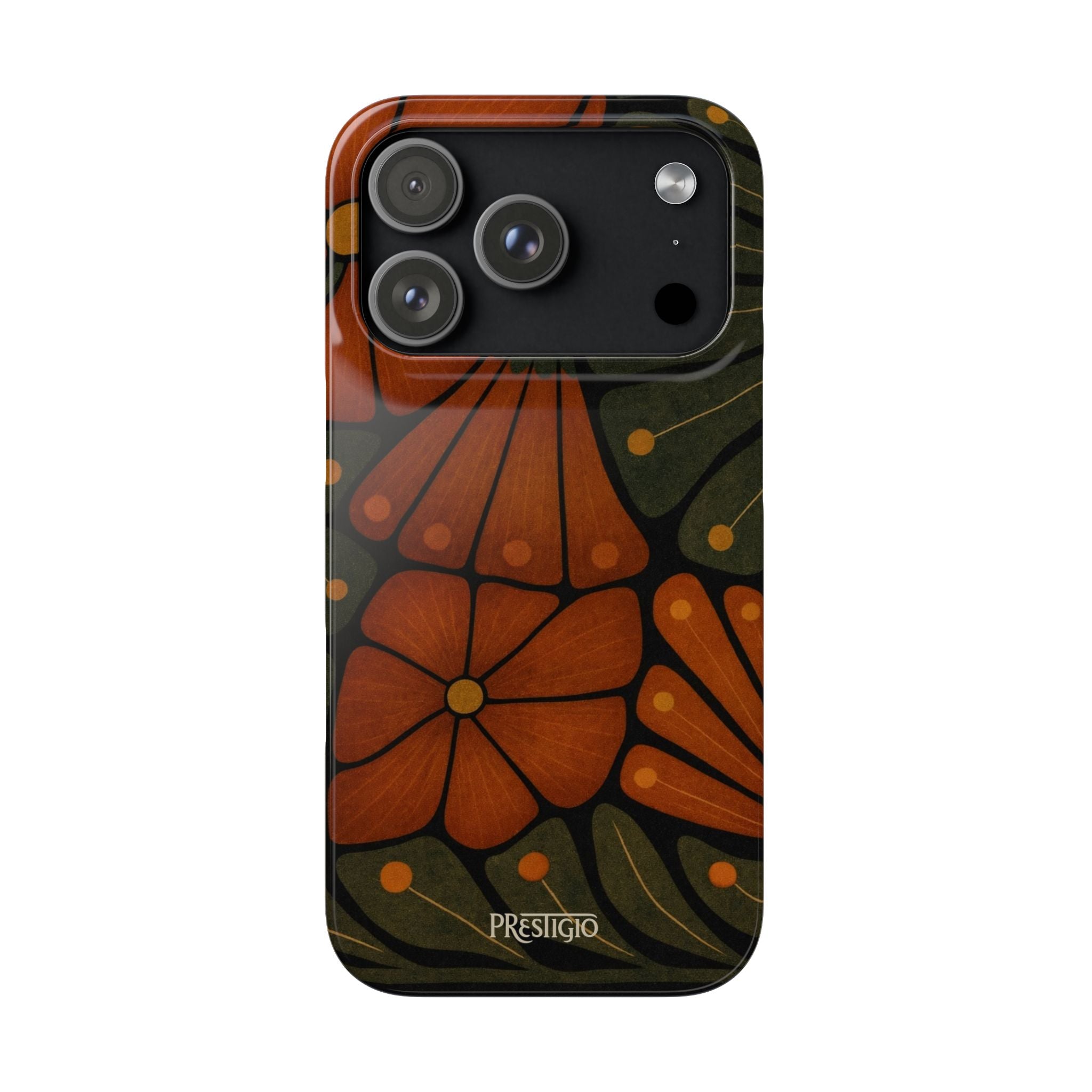 Floral Retro — Orange & Olive Vintage Bloom Snap Case