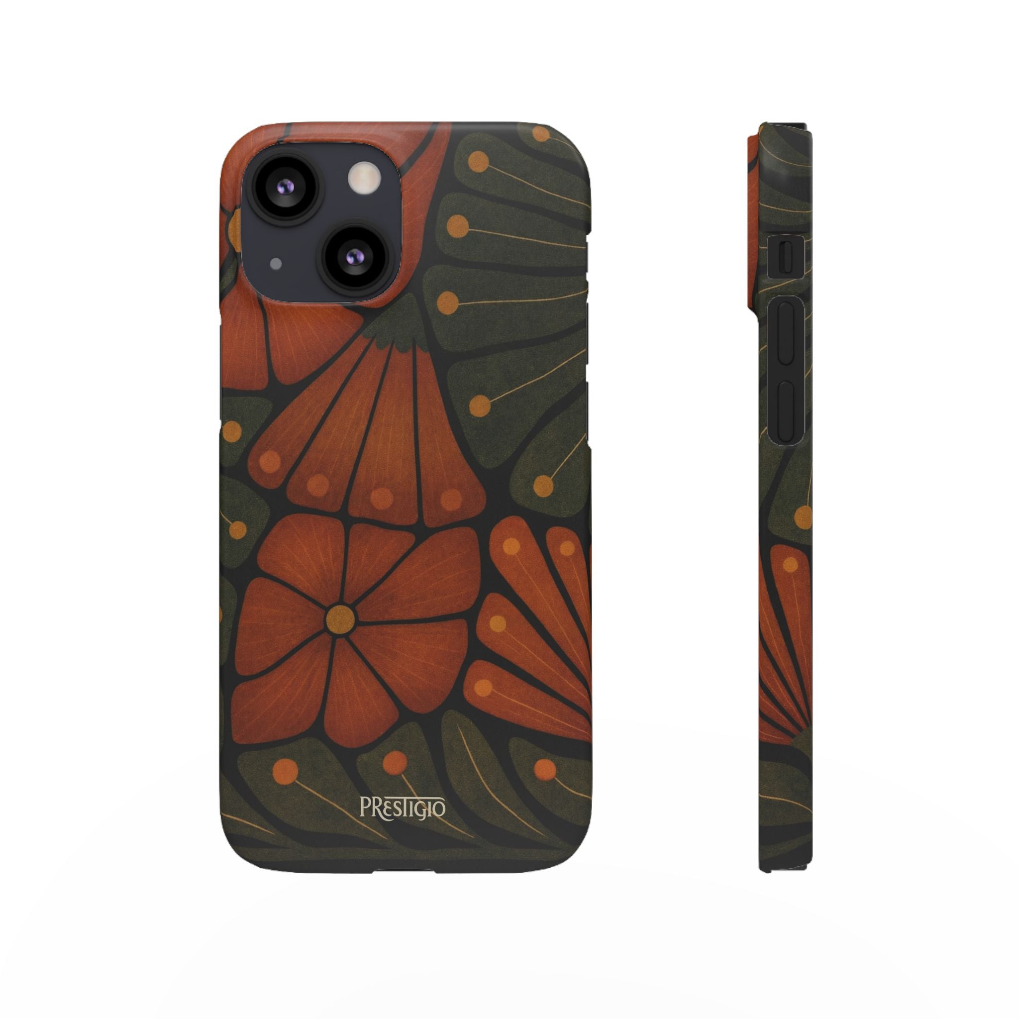 Floral Retro — Orange & Olive Vintage Bloom Snap Case