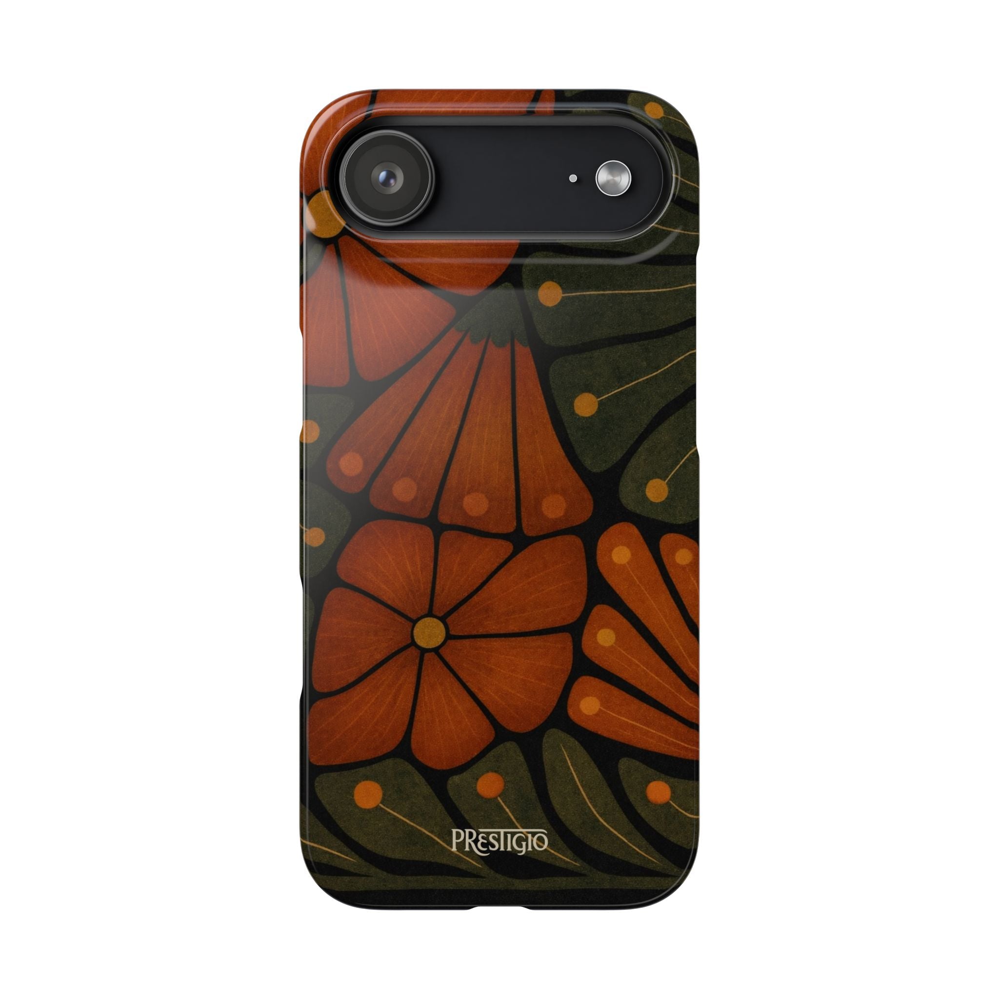 Floral Retro — Orange & Olive Vintage Bloom Snap Case