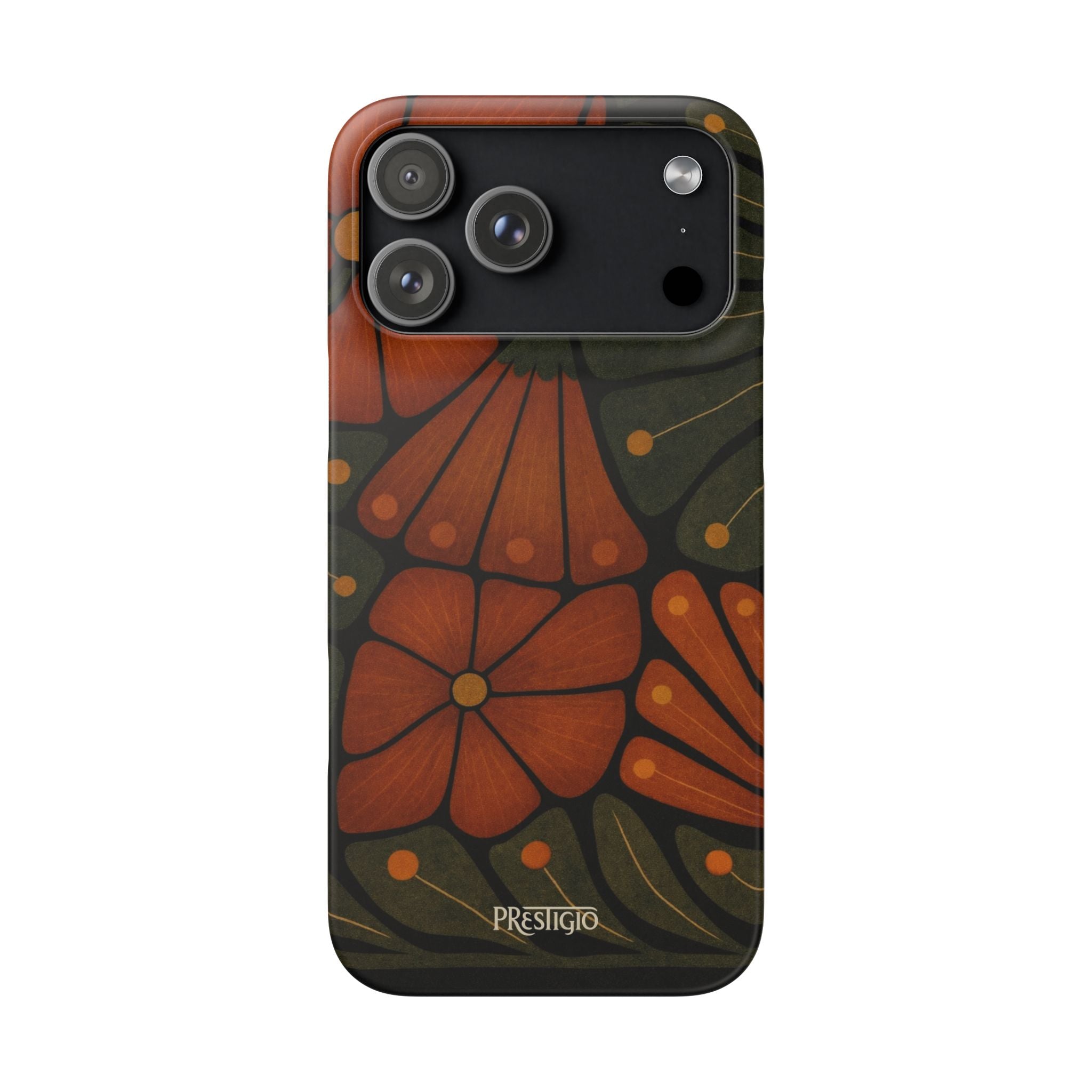 Floral Retro — Orange & Olive Vintage Bloom Snap Case