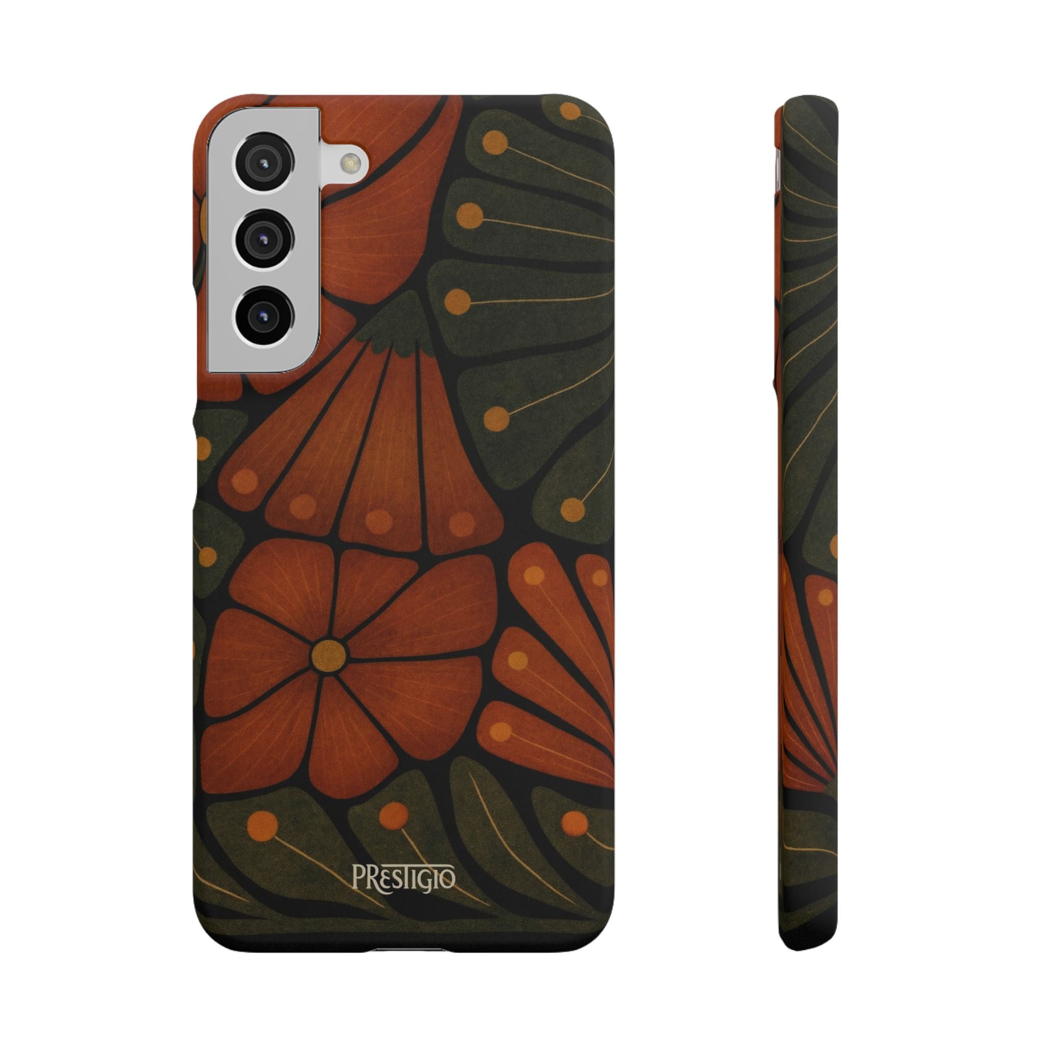 Floral Retro — Orange & Olive Vintage Bloom Snap Case