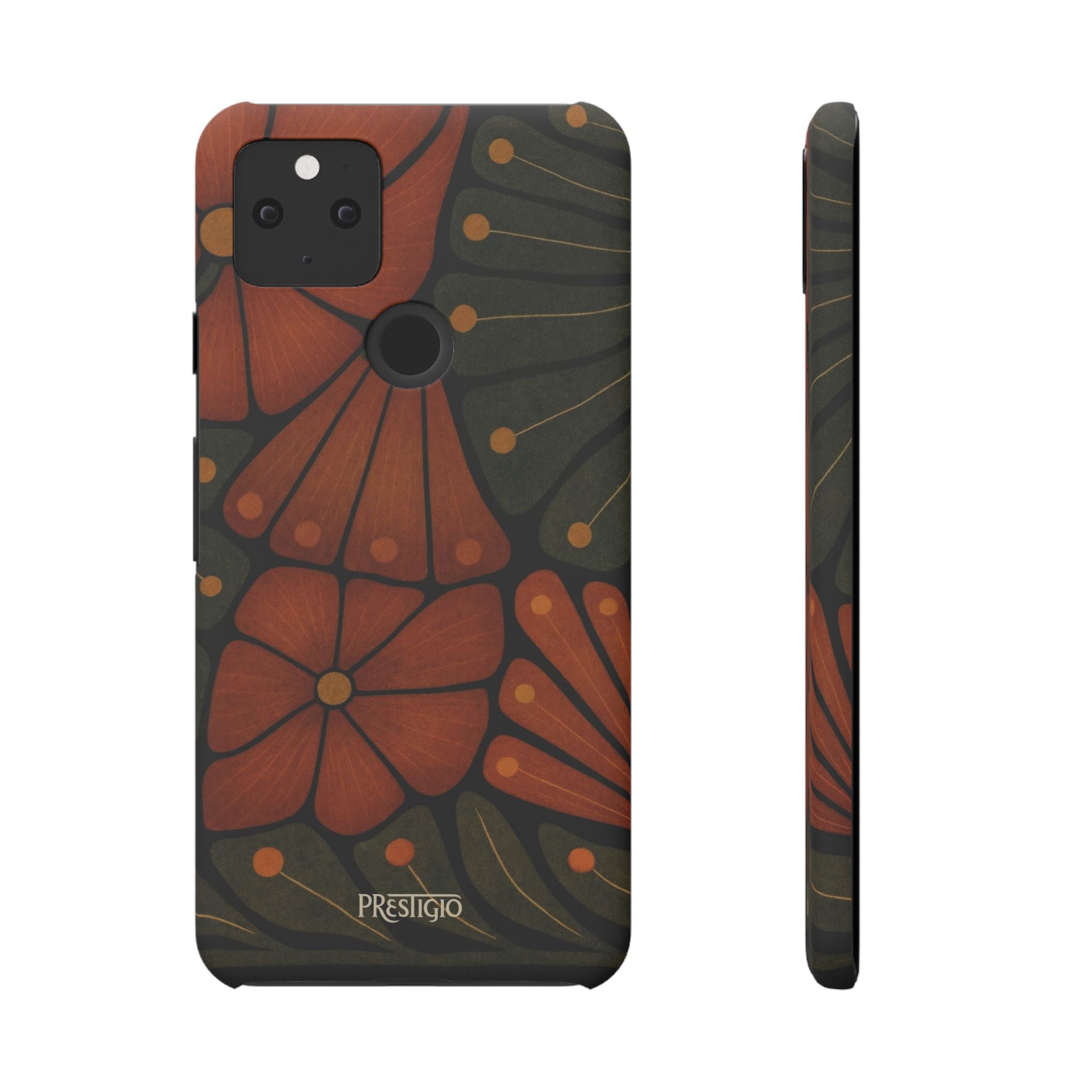 Floral Retro — Orange & Olive Vintage Bloom Snap Case