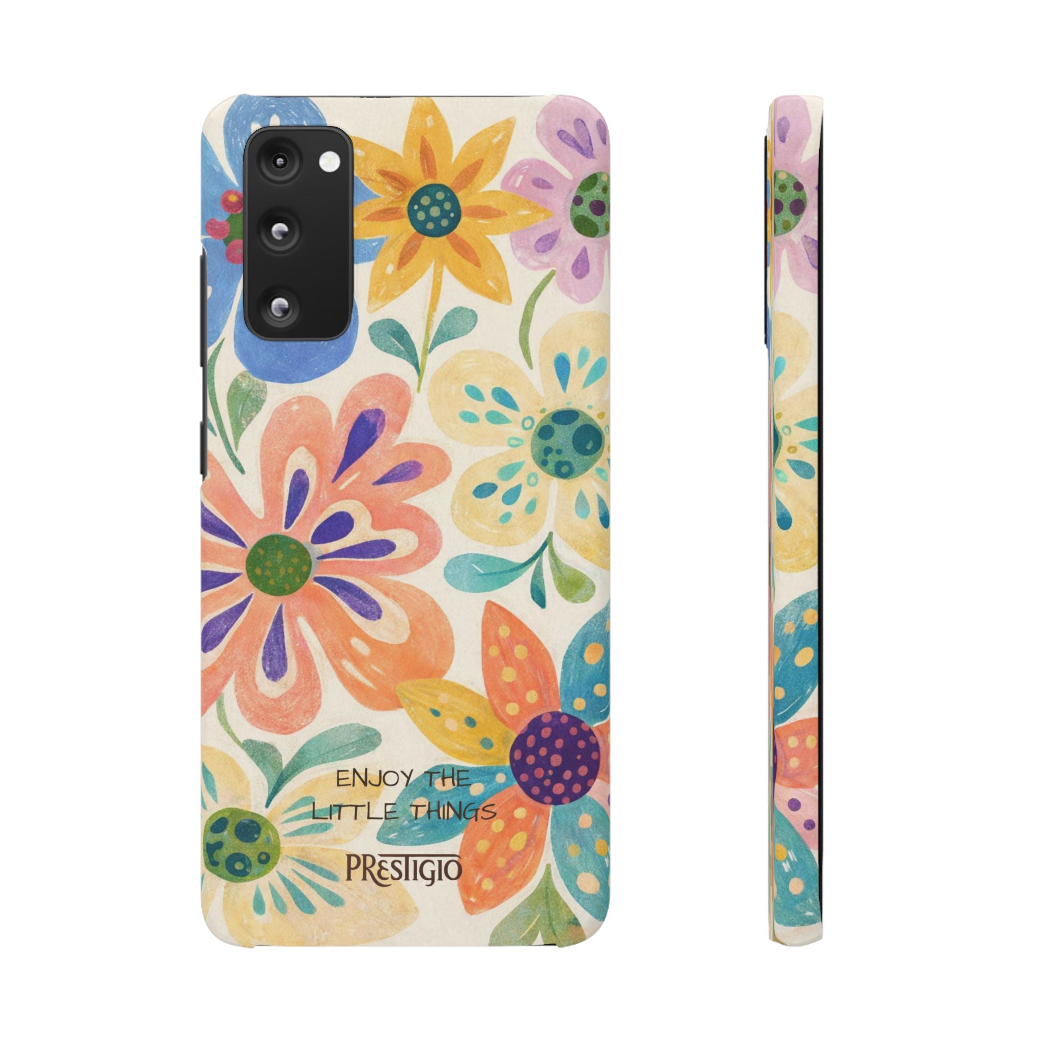 Floral Snap Case — "Enjoy the Little Things" Colorful Watercolor Flowers