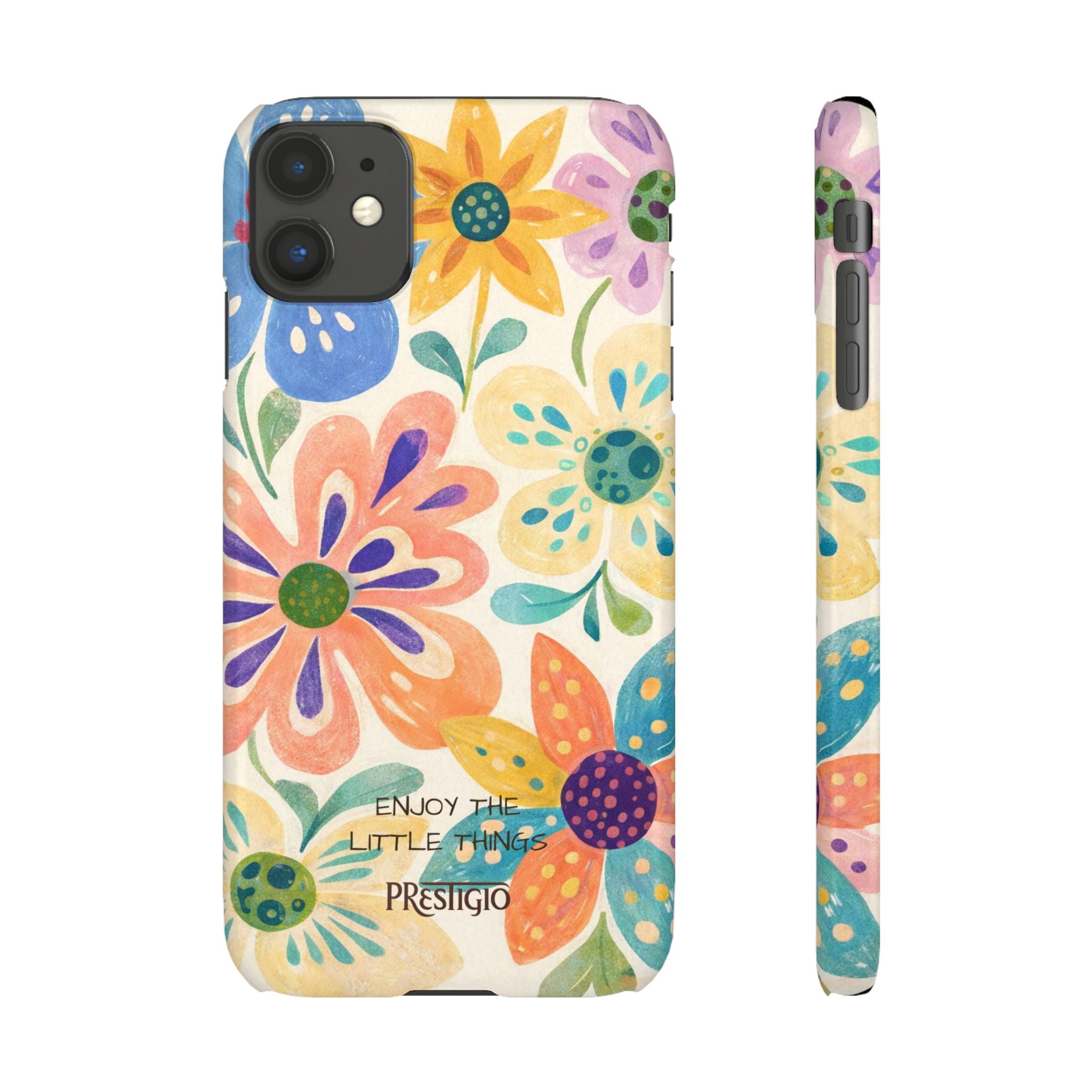 Floral Snap Case — "Enjoy the Little Things" Colorful Watercolor Flowers