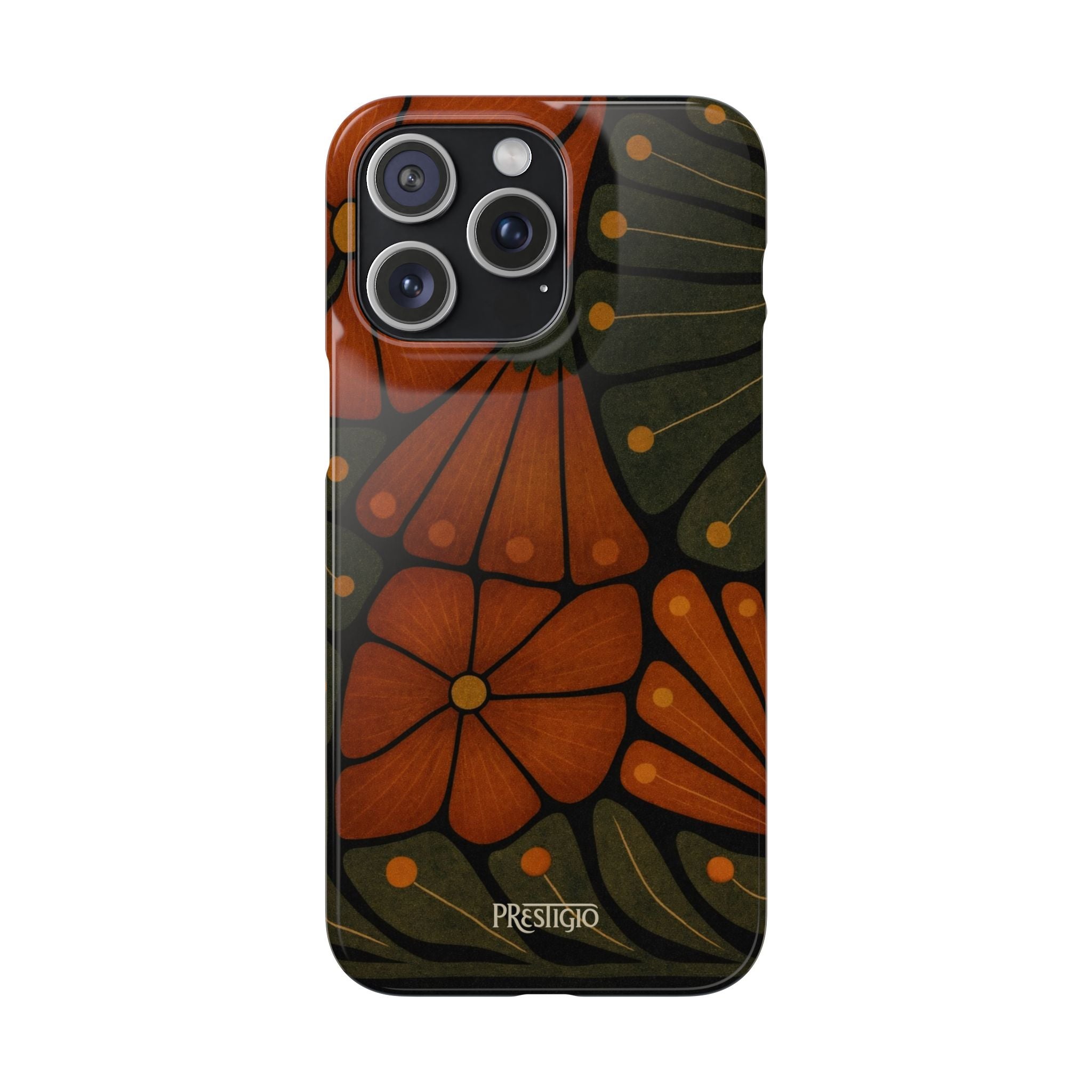 Floral Retro — Orange & Olive Vintage Bloom Snap Case