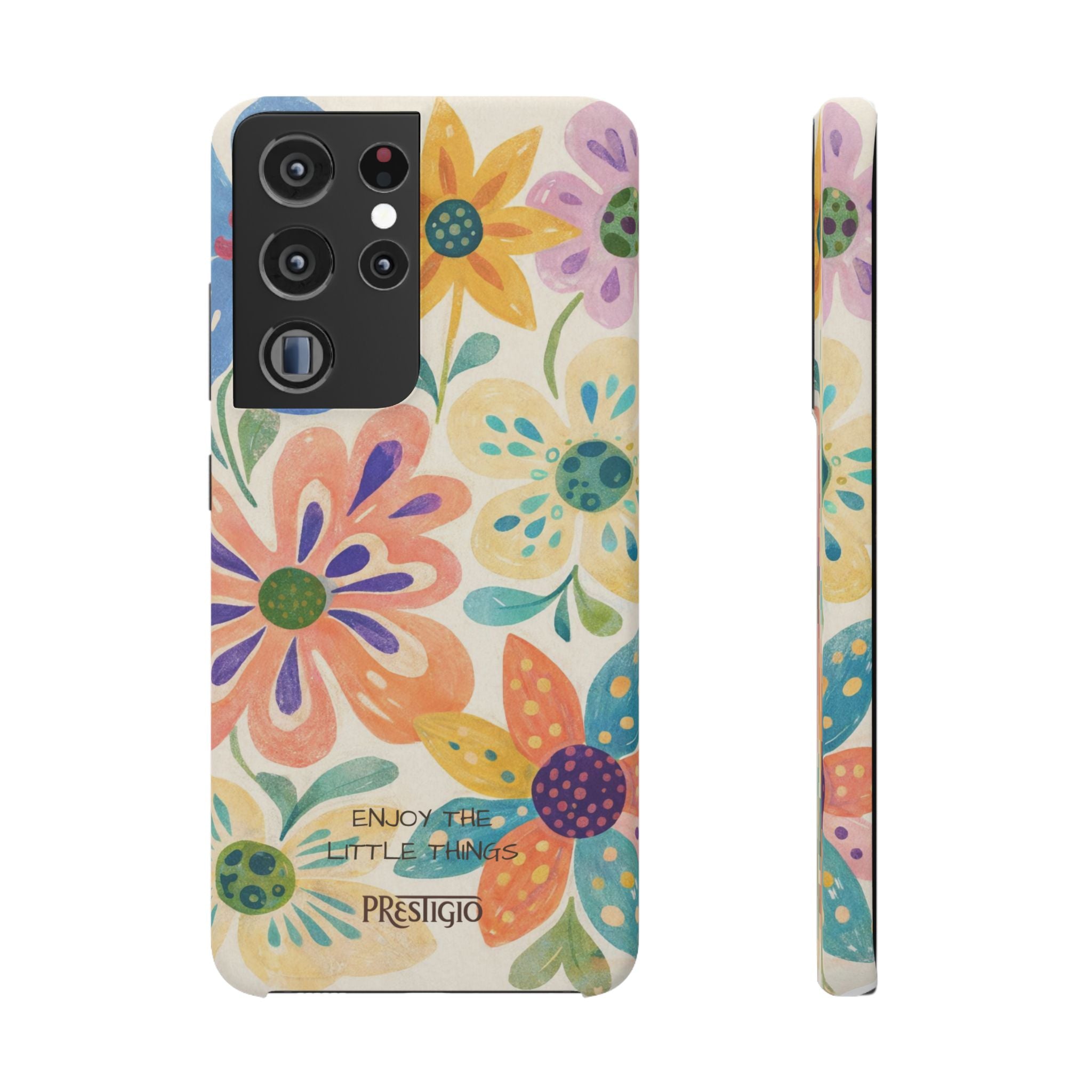 Floral Snap Case — "Enjoy the Little Things" Colorful Watercolor Flowers