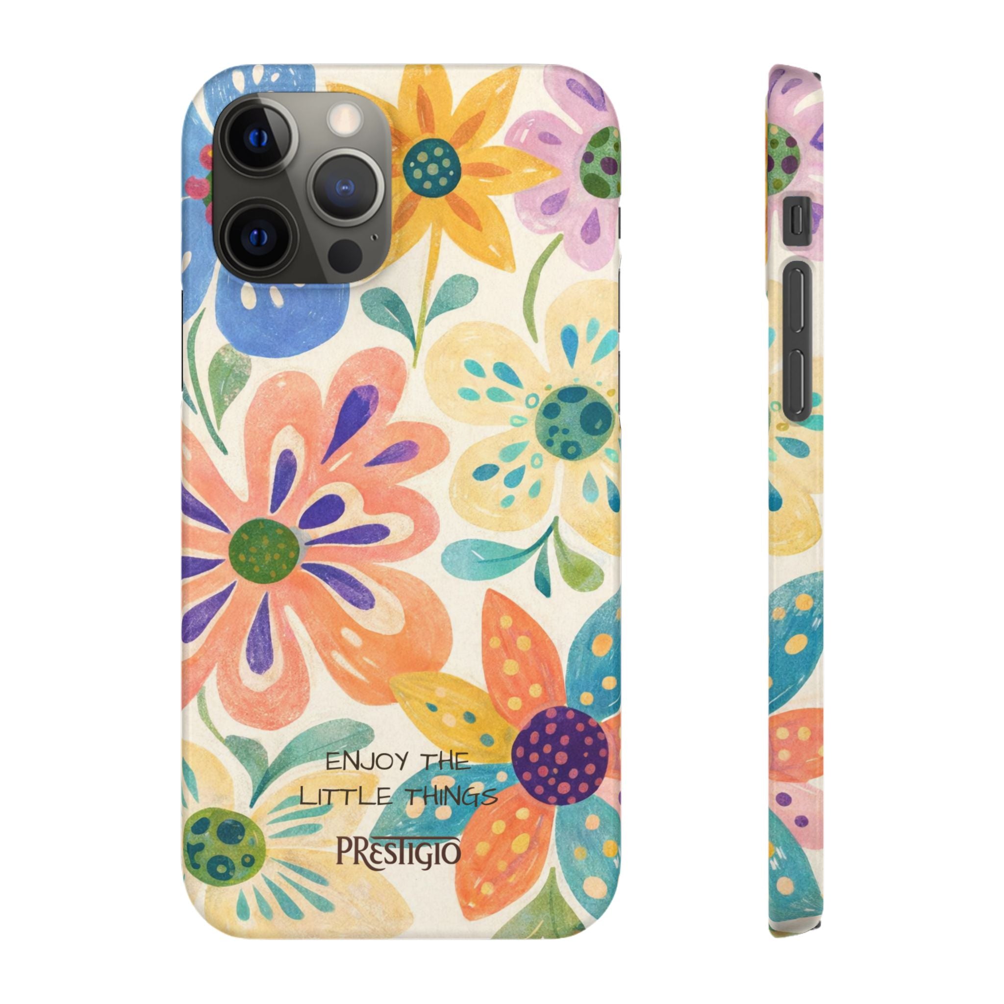 Floral Snap Case — "Enjoy the Little Things" Colorful Watercolor Flowers