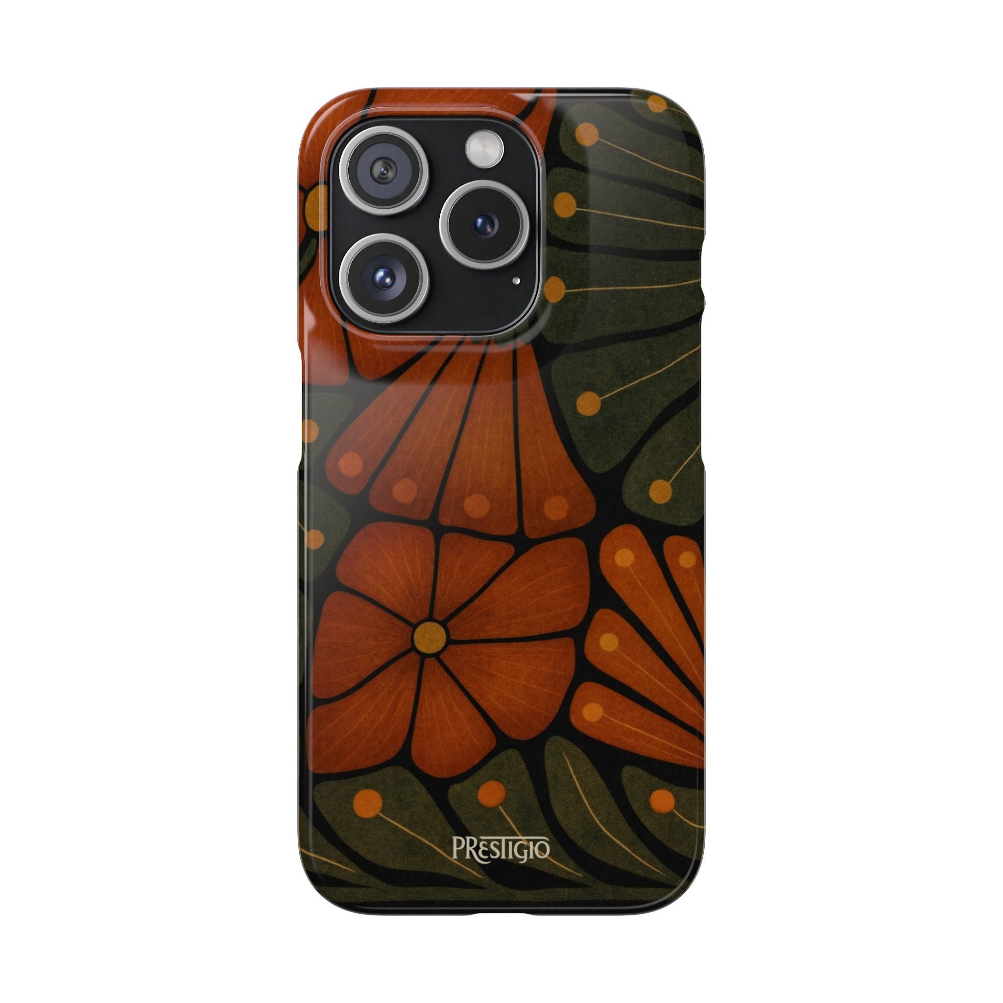 Floral Retro — Orange & Olive Vintage Bloom Snap Case