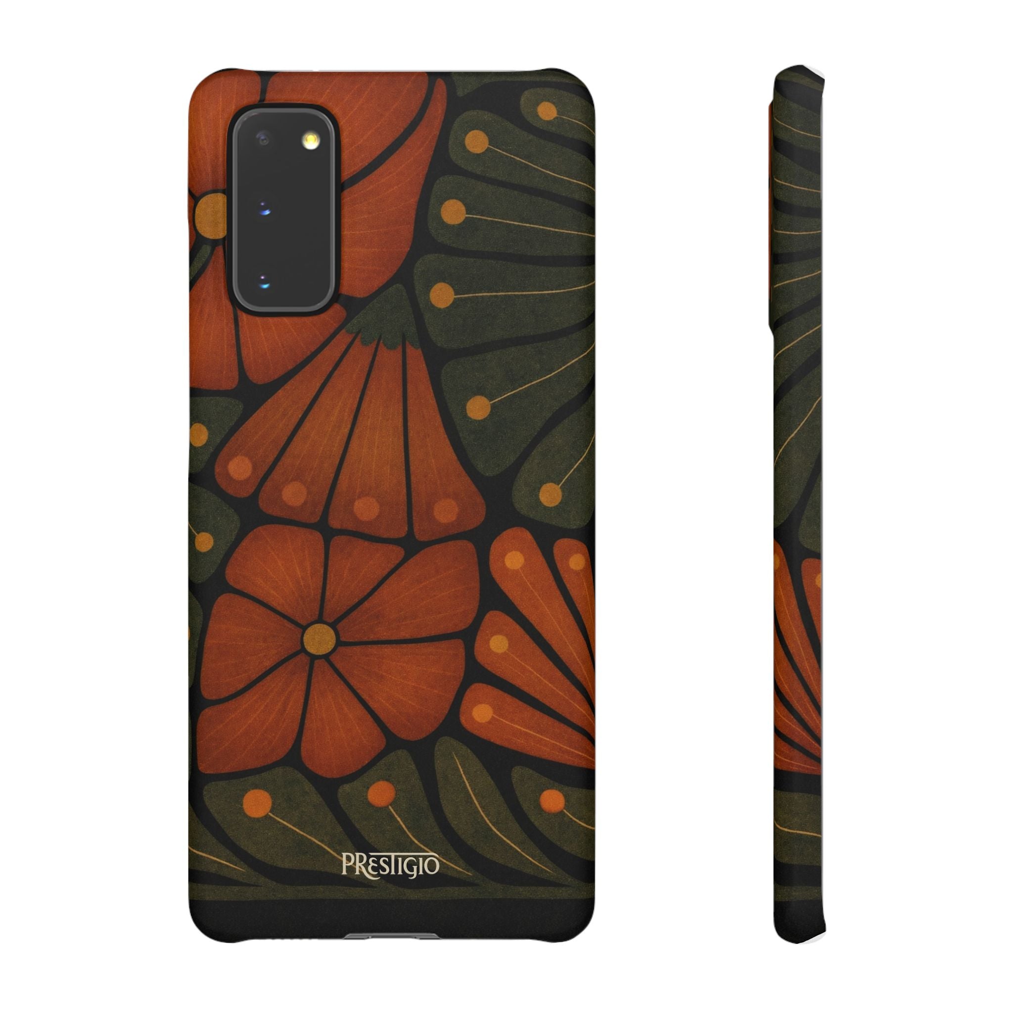 Floral Retro — Orange & Olive Vintage Bloom Snap Case