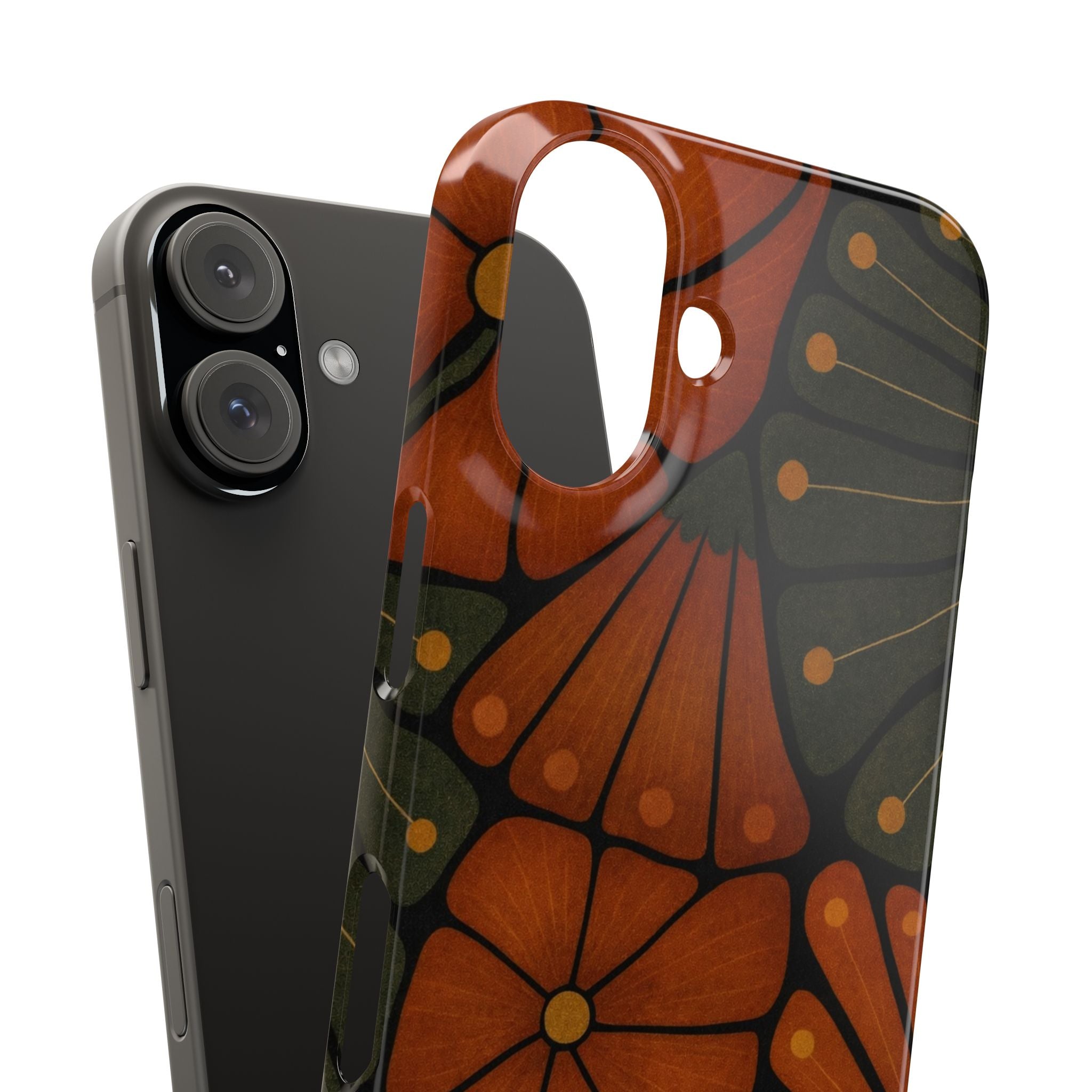 Floral Retro — Orange & Olive Vintage Bloom Snap Case