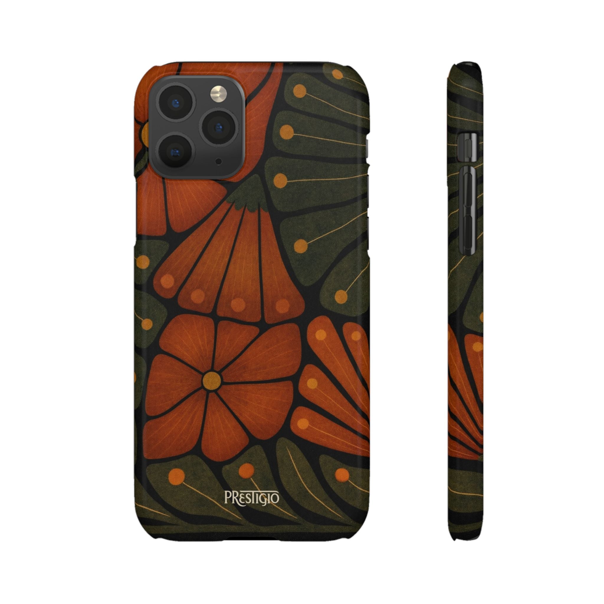 Floral Retro — Orange & Olive Vintage Bloom Snap Case