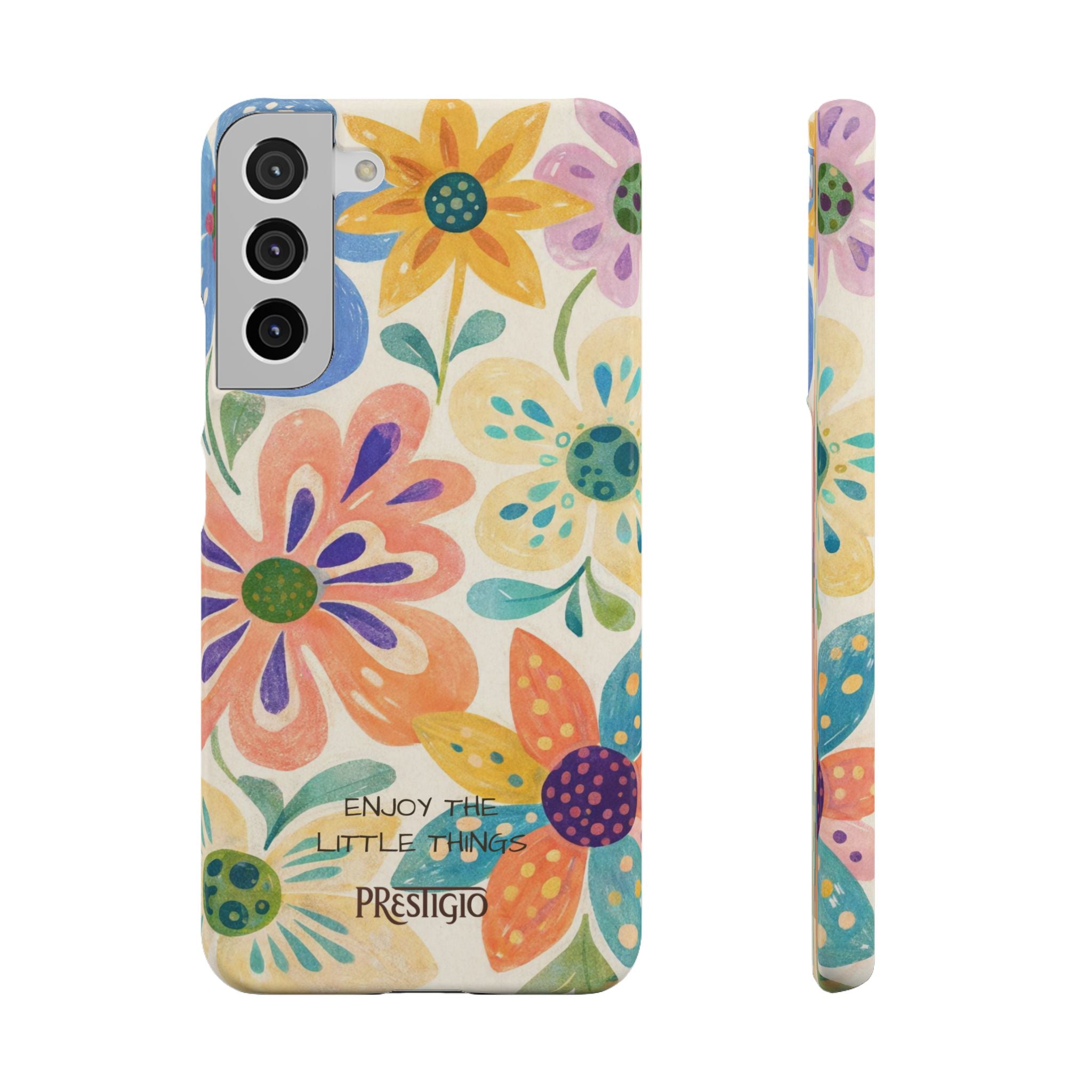 Floral Snap Case — "Enjoy the Little Things" Colorful Watercolor Flowers